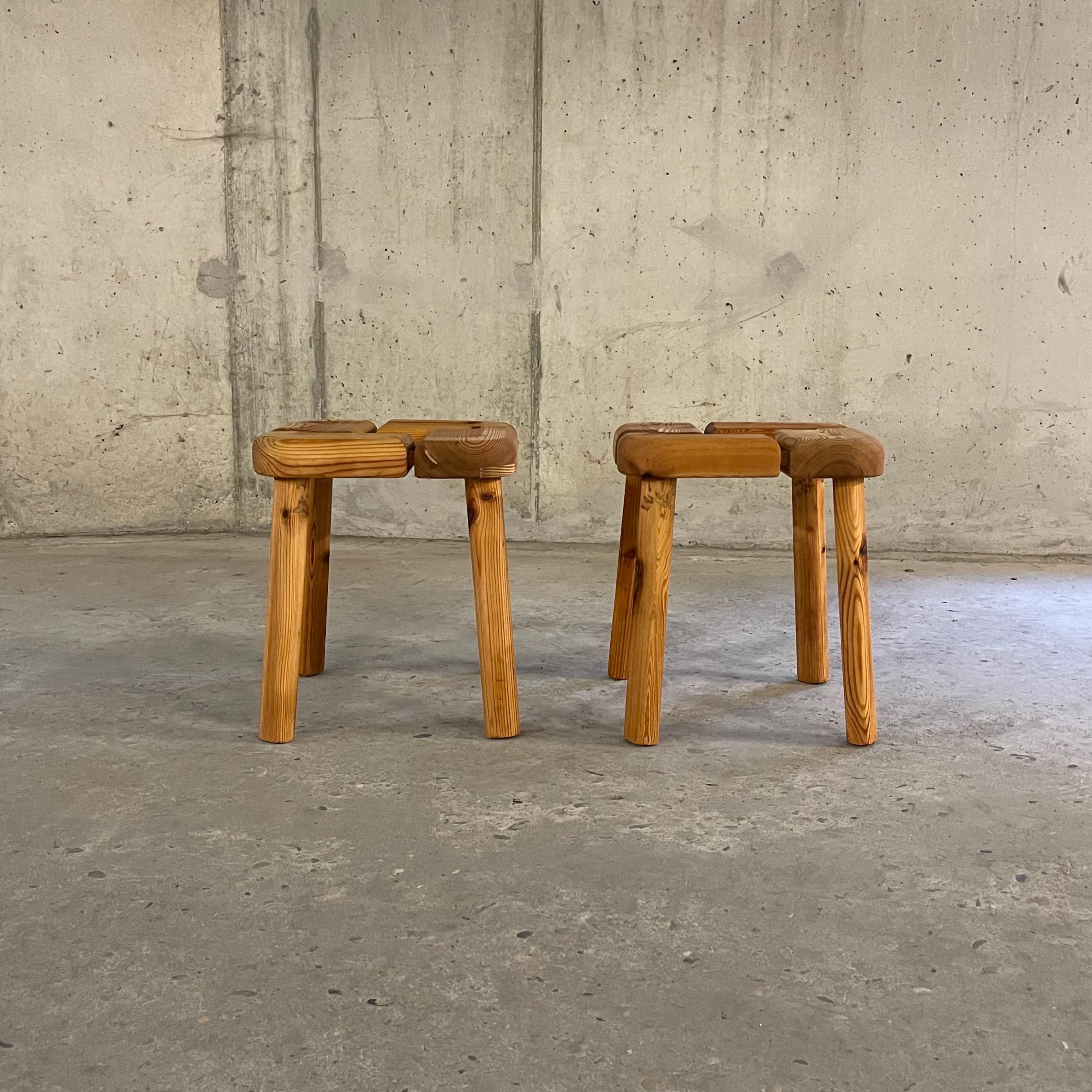 Mid-20th Century Solid Pine Stools, Finnsauna Lagerholm, Finland, 1960's For Sale