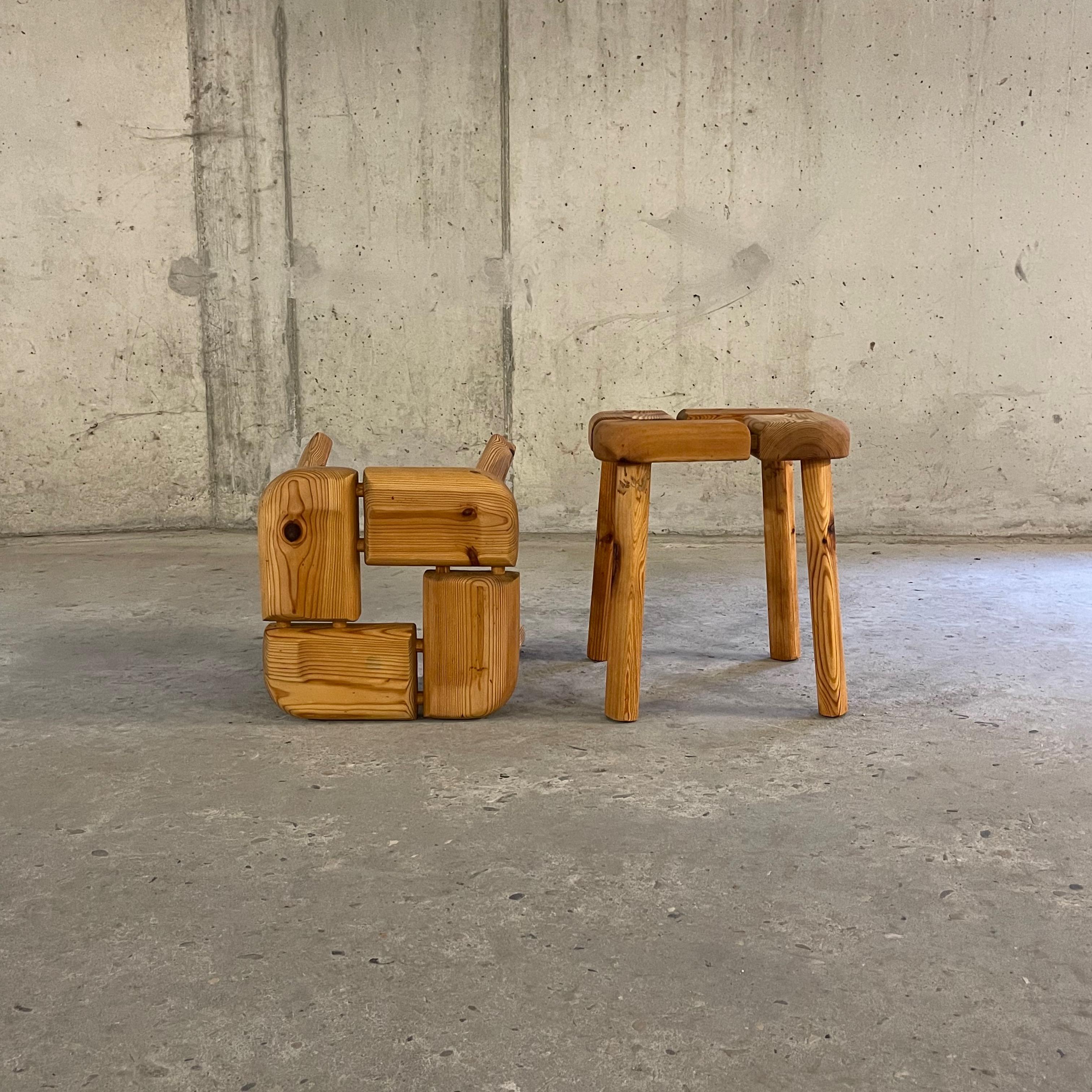 Solid Pine Stools, Finnsauna Lagerholm, Finland, 1960's For Sale 1