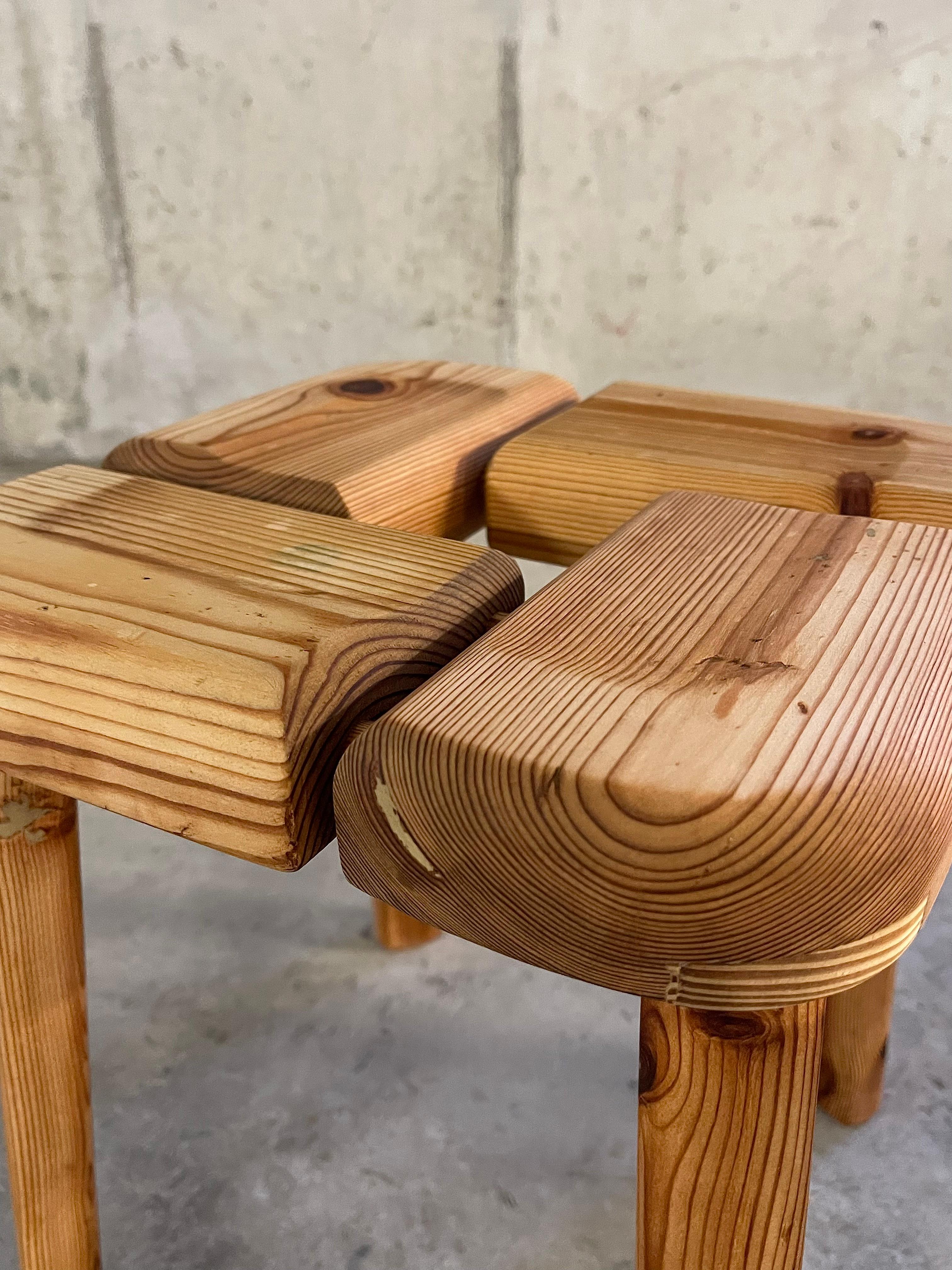 Solid Pine Stools, Finnsauna Lagerholm, Finland, 1960's For Sale 2