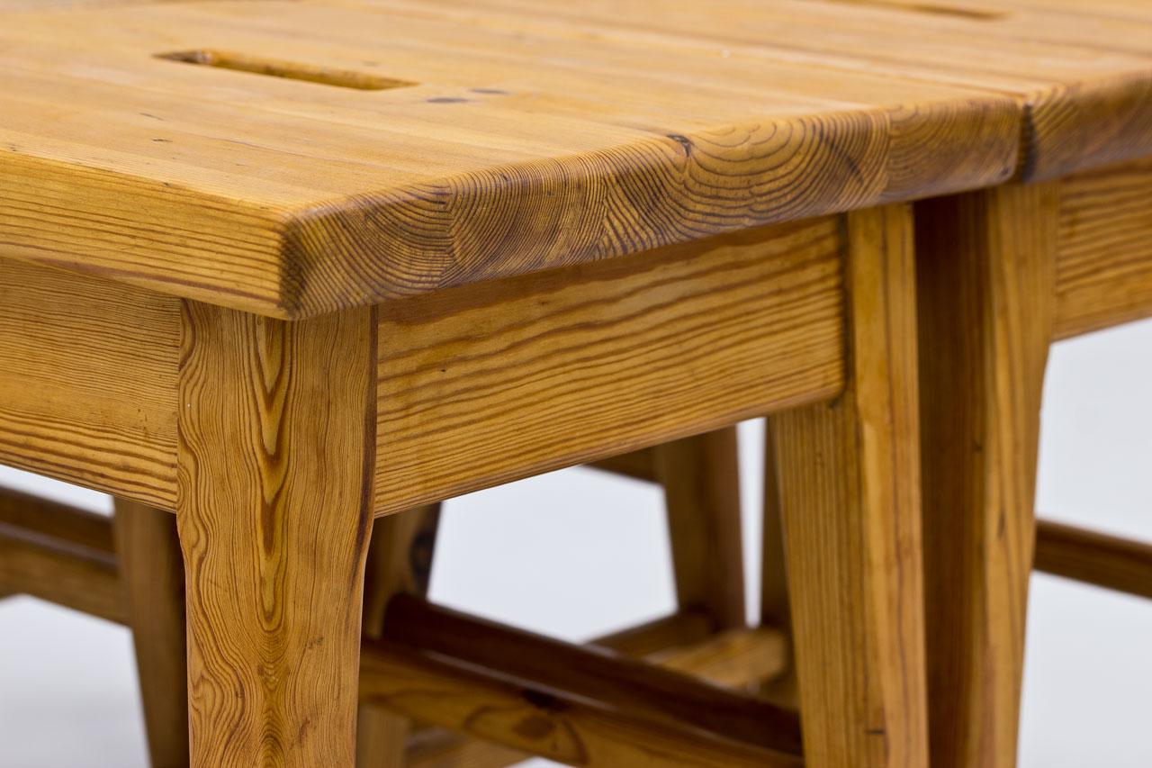 Solid Pine Swedish Stools, 1960s 3