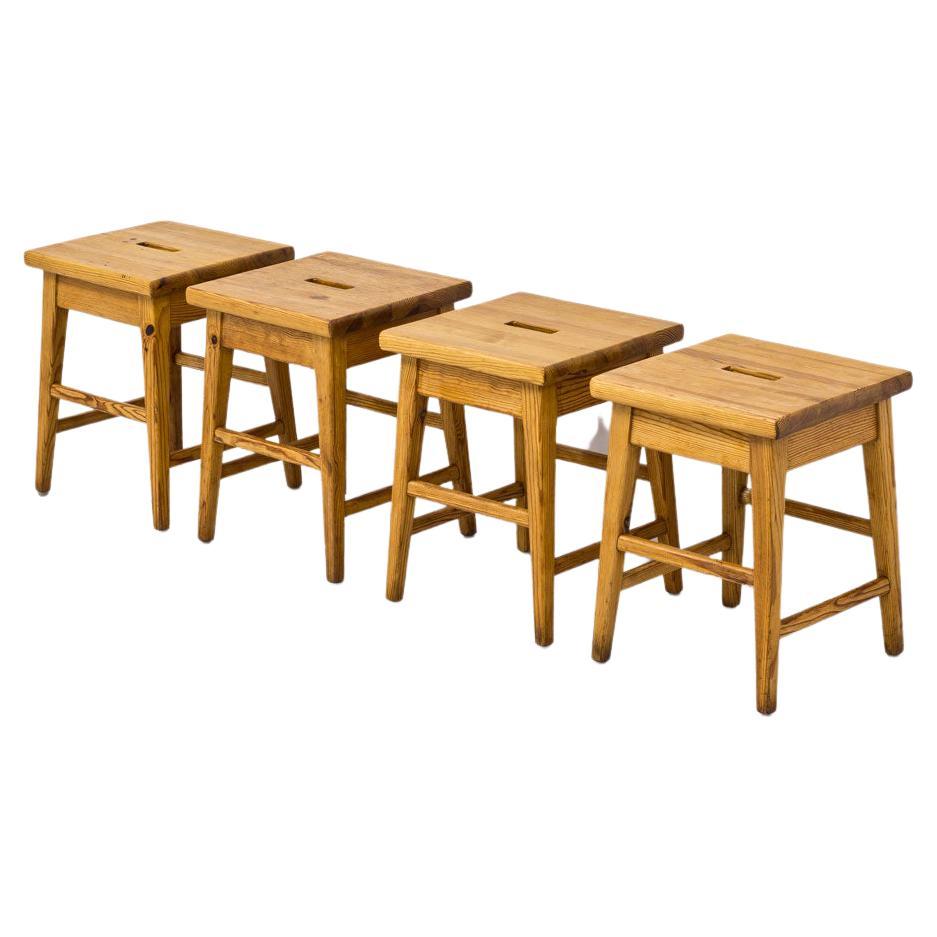 Solid Pine Swedish Stools, 1960s