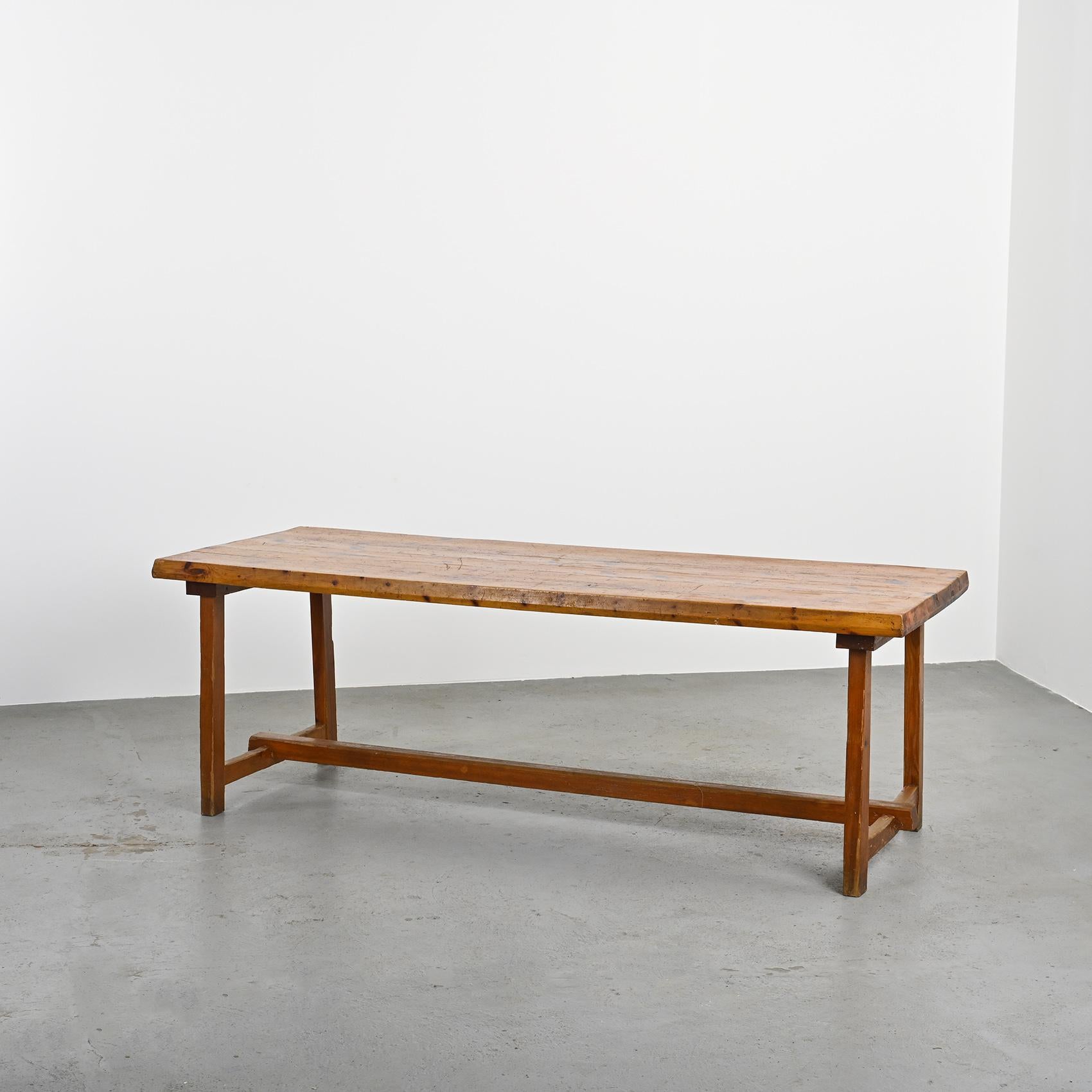 Mid-Century Modern Solid pine table by Christian Durupt, 1970s For Sale