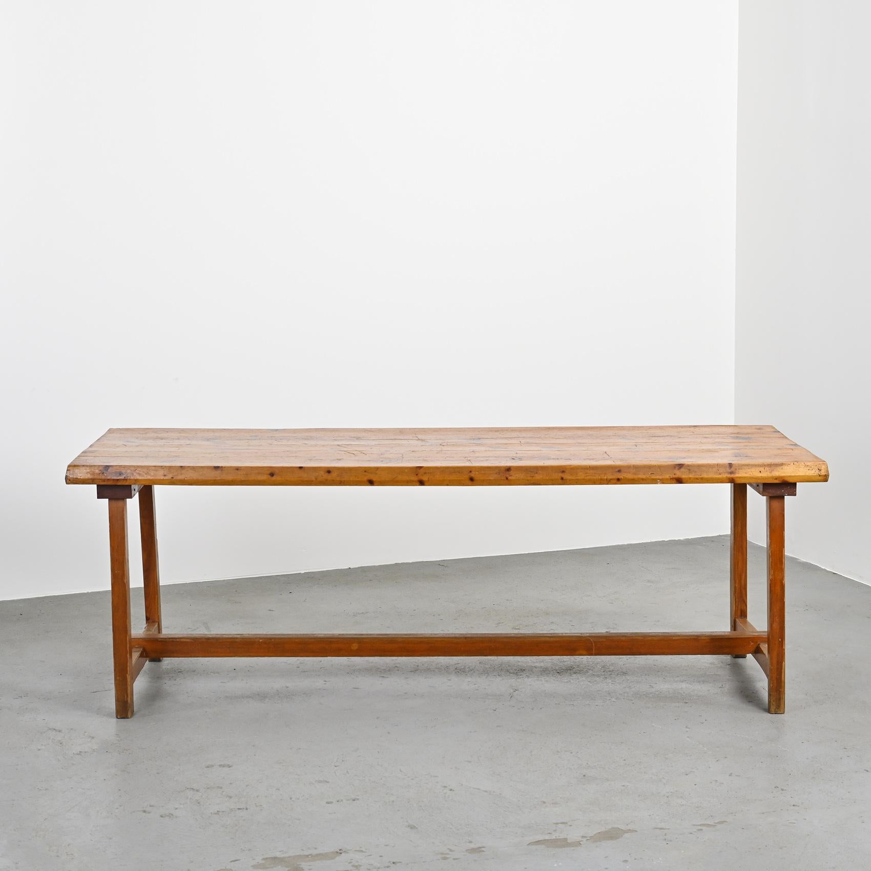 Late 20th Century Solid pine table by Christian Durupt, 1970s For Sale