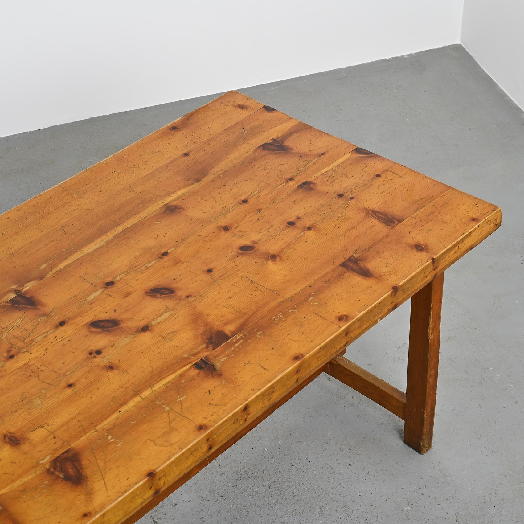 Solid pine table by Christian Durupt, 1970s For Sale 2