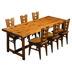 Table en pin massif par Christian Durupt, 1970