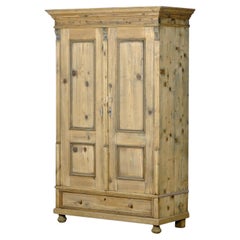 Antique Solid Pine Wardrobe, 1920s