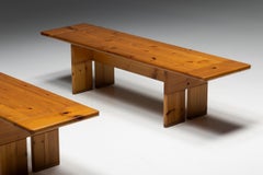 Solid Pine Wood Bench by Silvio Coppola for Fratelli Montina, Italy, 1970s