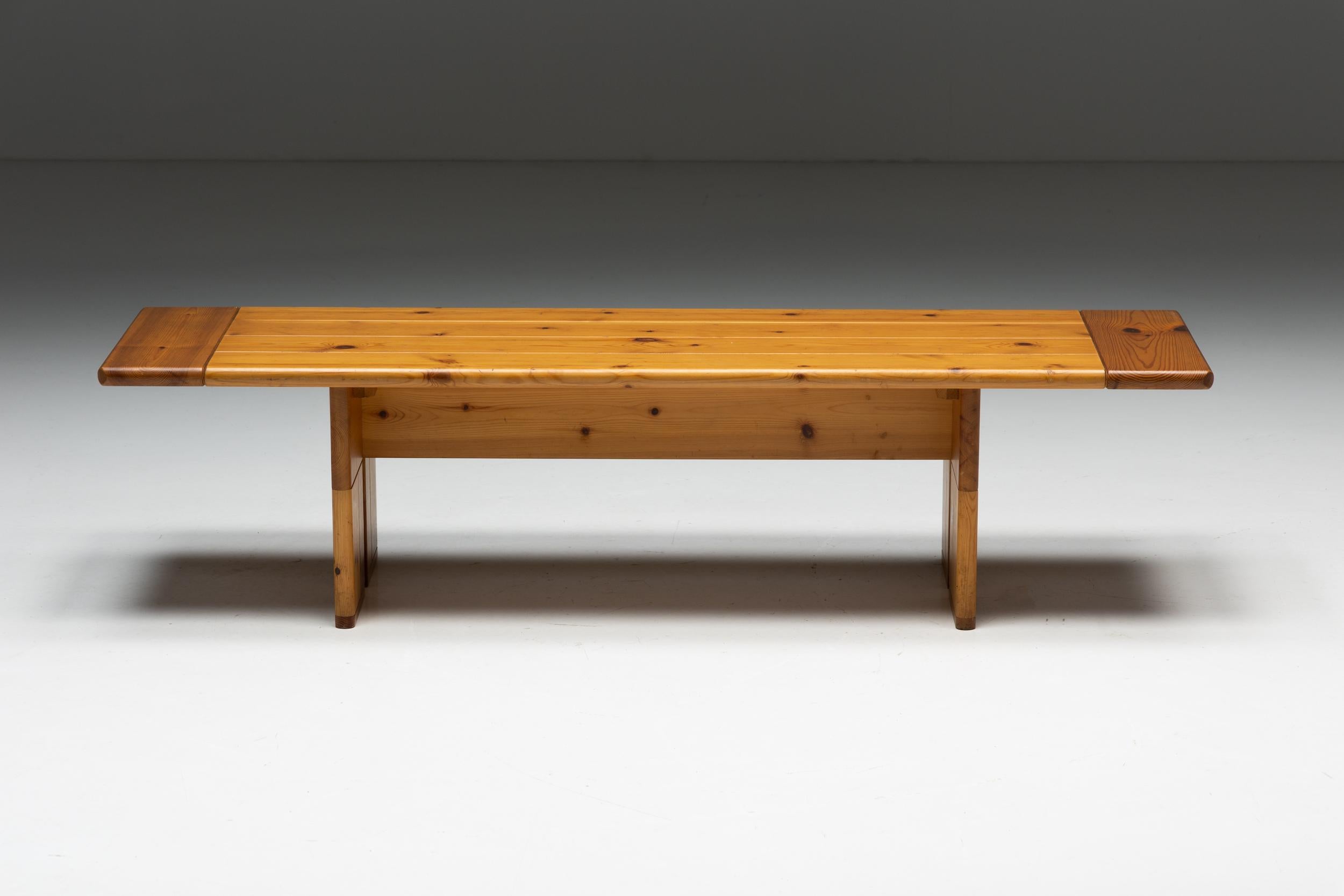 Italian Solid Pine Wood Bench by Silvio Coppola for Fratelli Montina, Italy, 1970s For Sale