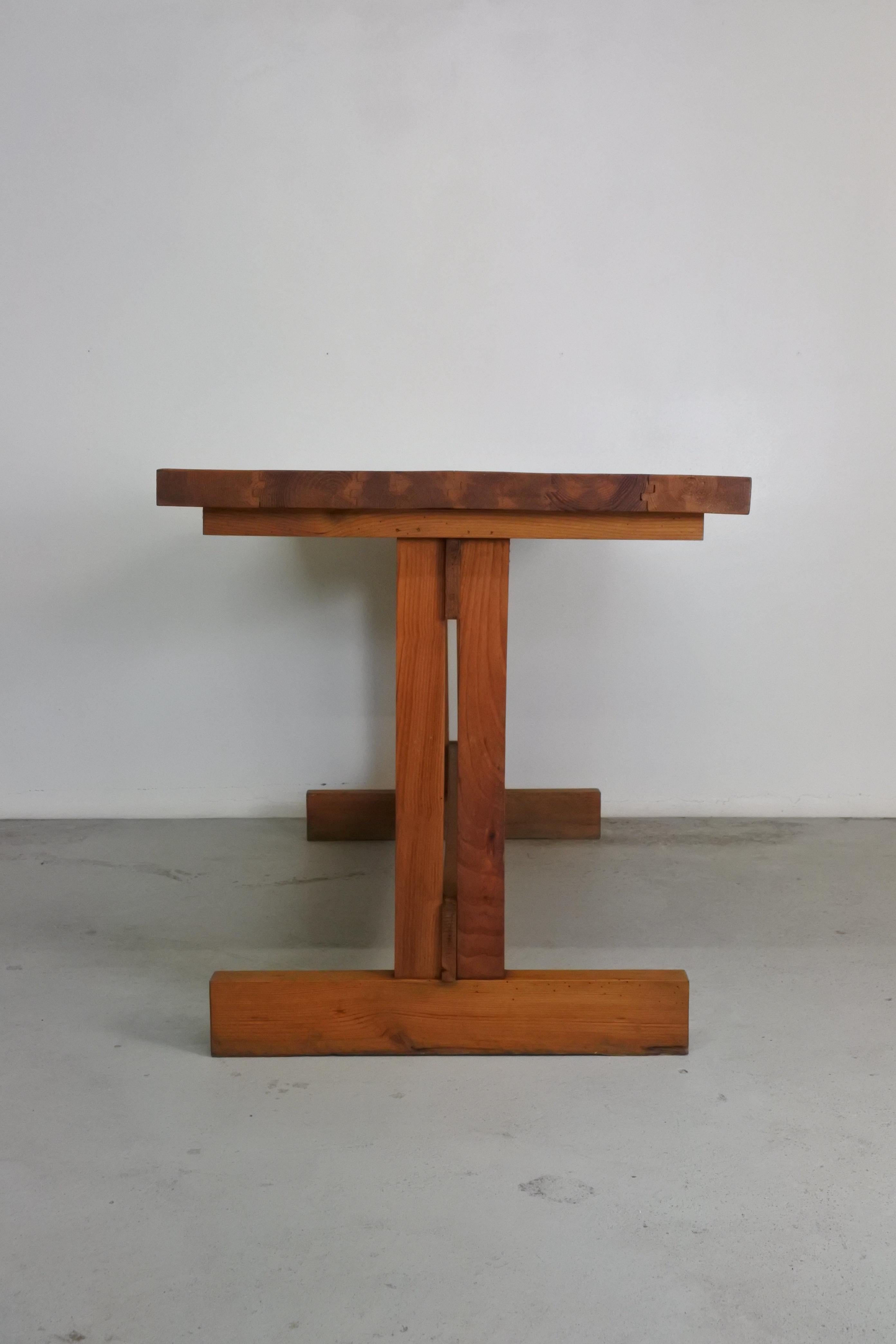 Solid Pine Wood Desk or Table in the Style of Charlotte Perriand, France, 1960s 2