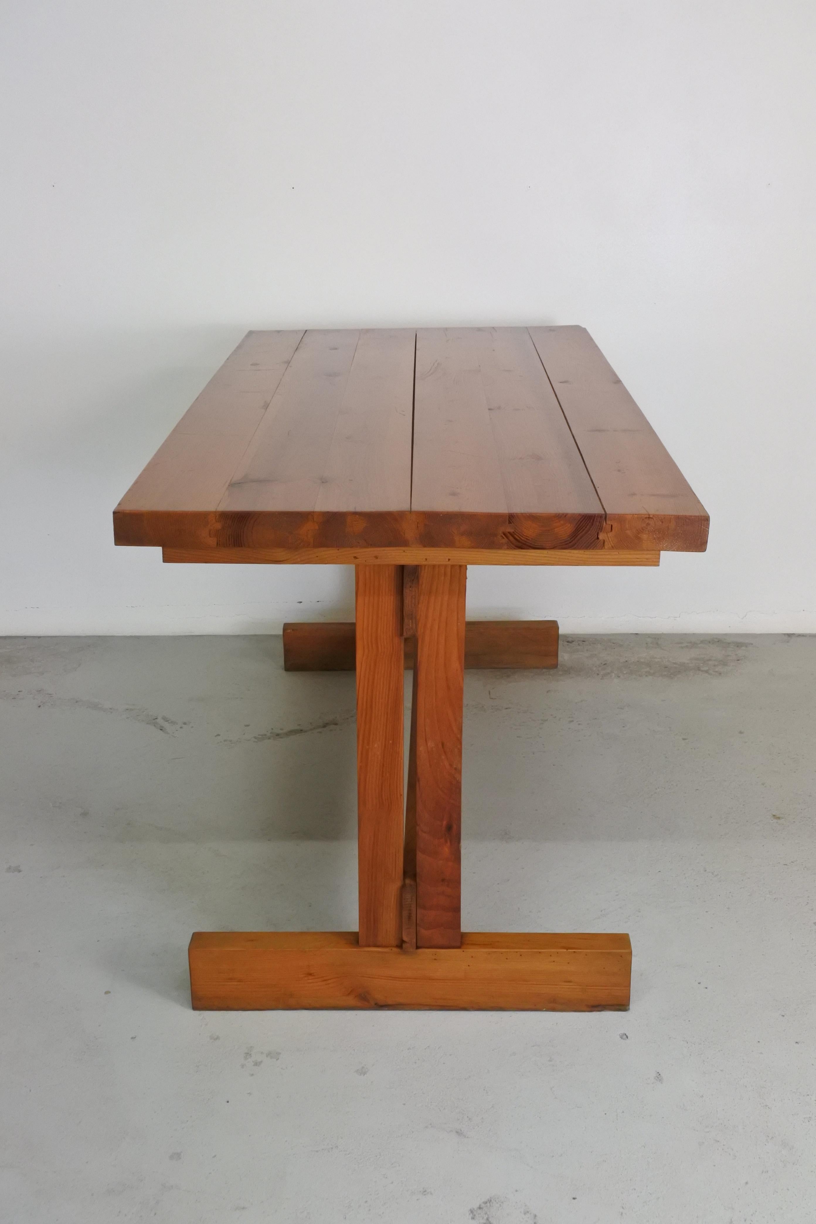 Solid Pine Wood Desk or Table in the Style of Charlotte Perriand, France, 1960s 3