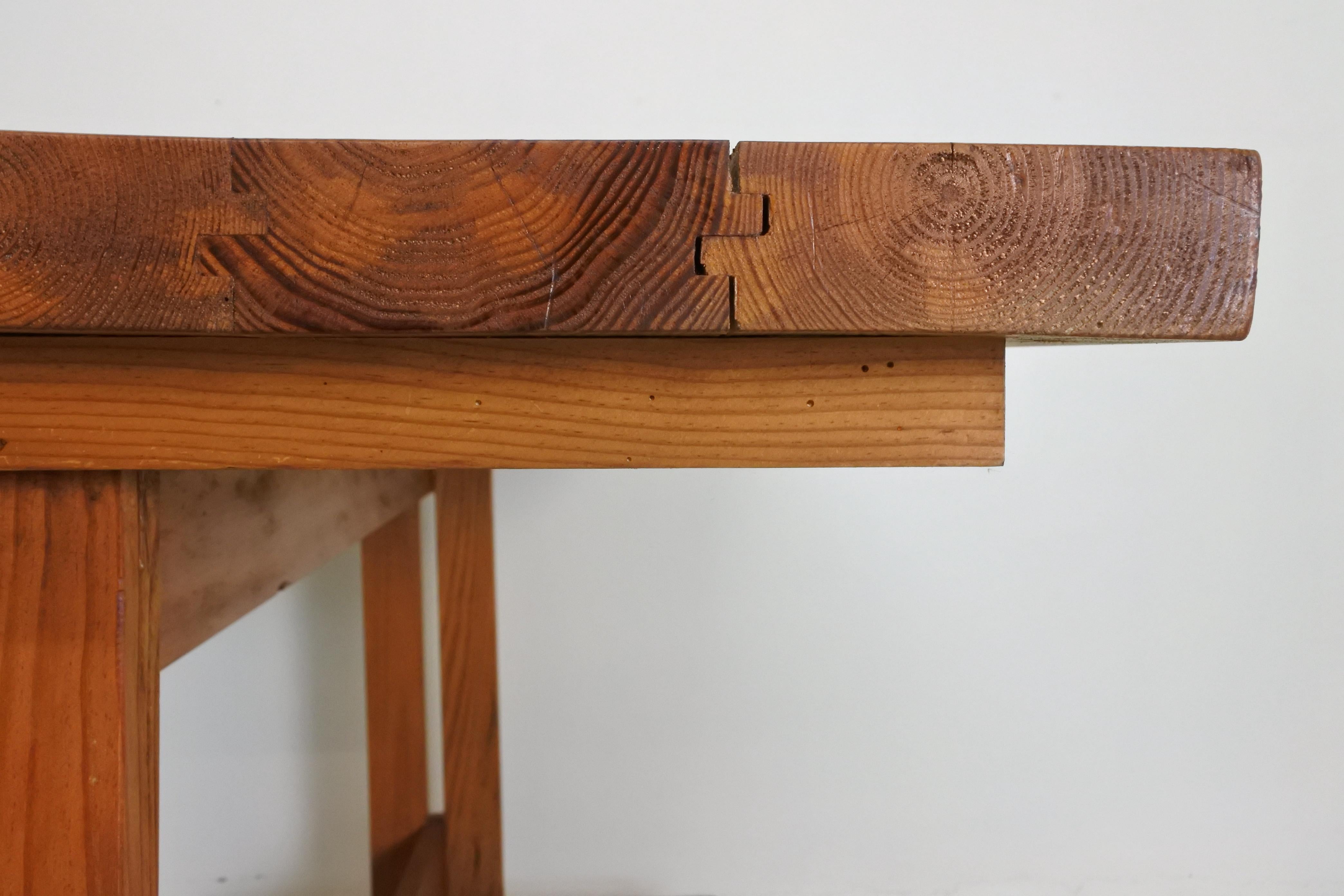 Solid Pine Wood Desk or Table in the Style of Charlotte Perriand, France, 1960s 4