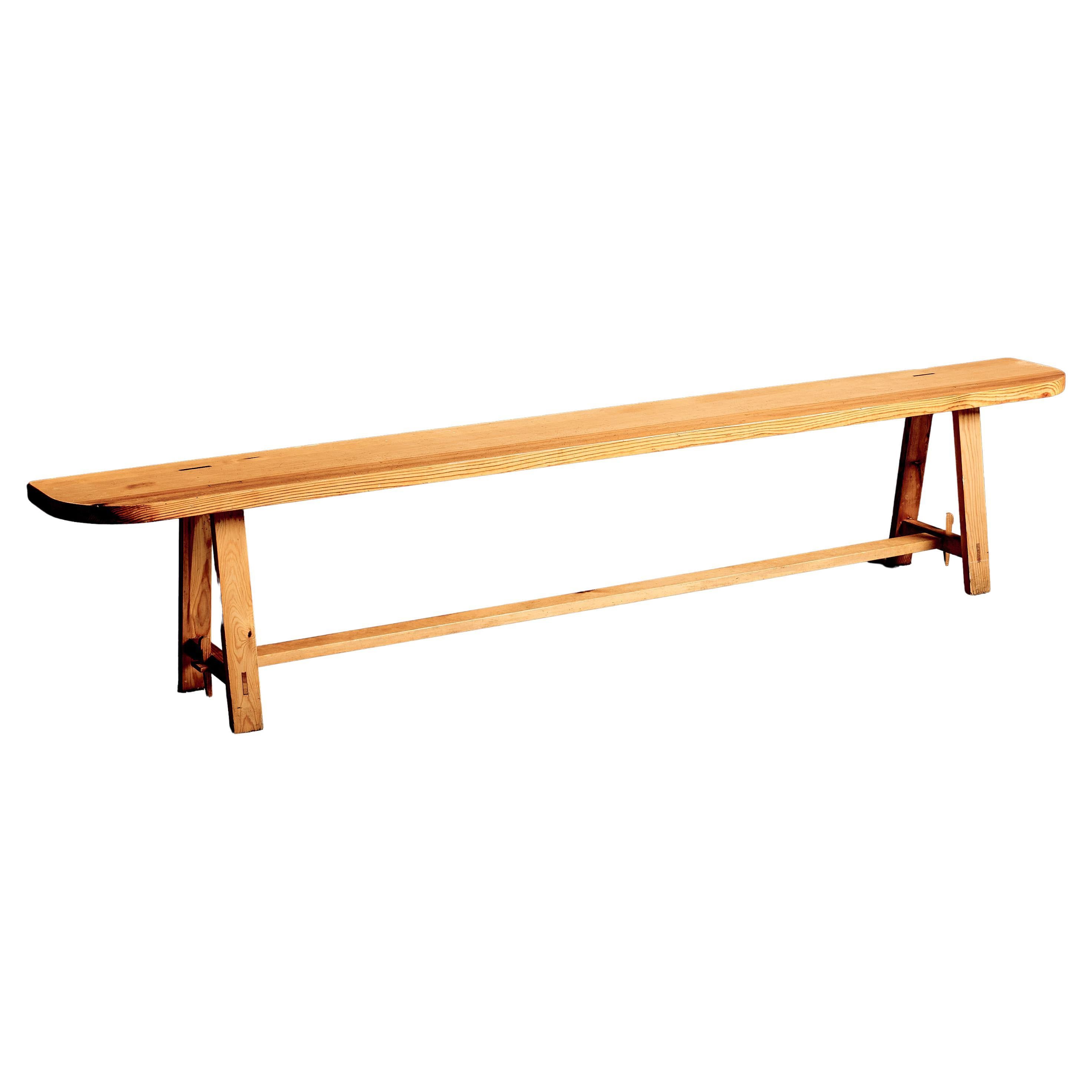 Solid Pinewood Bench originating from a former Monastery For Sale