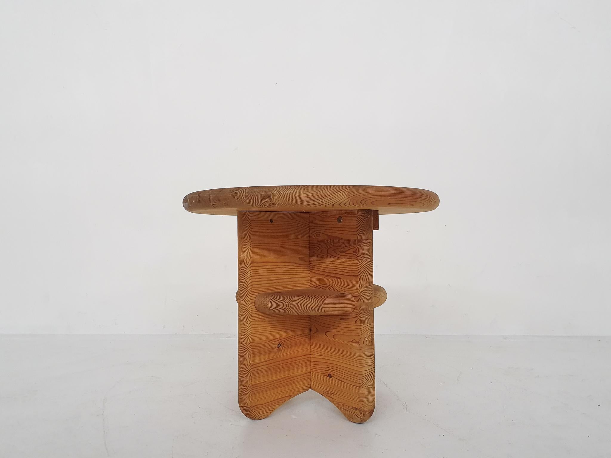 Solid Pinewood Side Table, Attrb. Rainer Daumiller, Denmark, 1970's 4