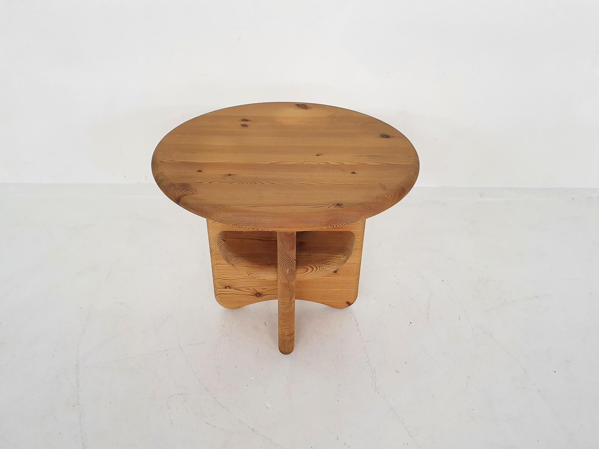 Scandinavian Modern solid pinewood side or coffee table attributed to Rainer Daumiller.