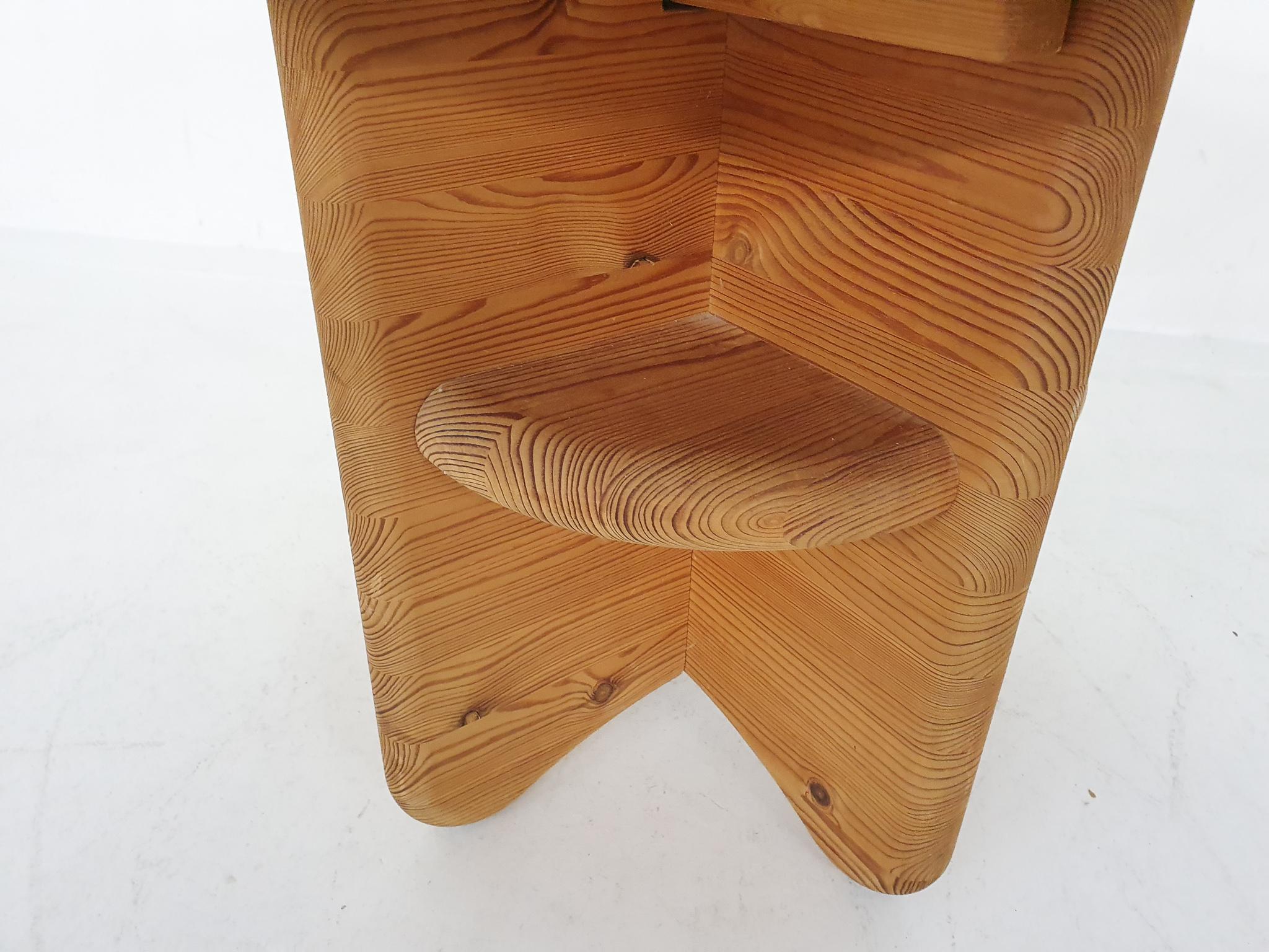 Danish Solid Pinewood Side Table, Attrb. Rainer Daumiller, Denmark, 1970's