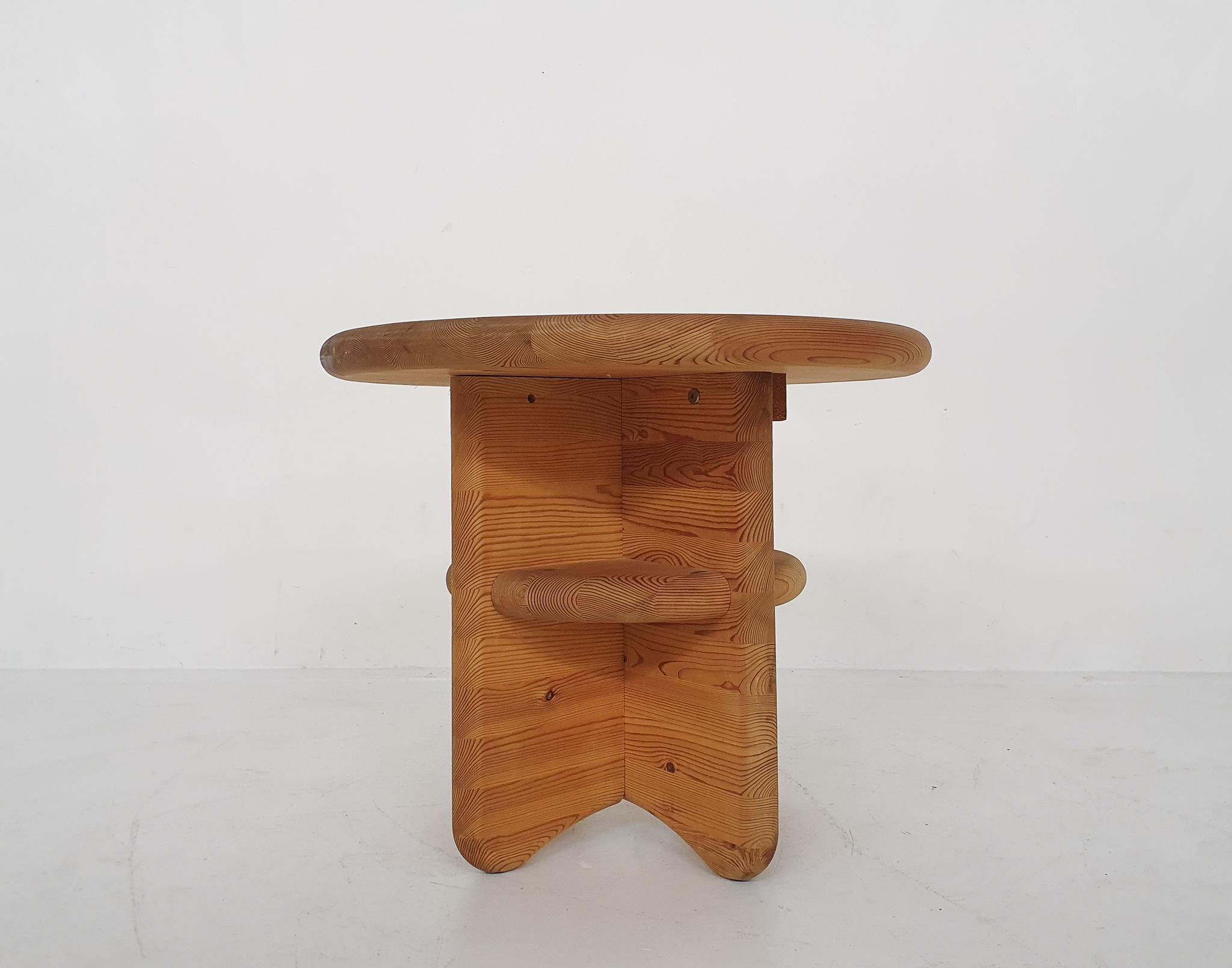 Solid Pinewood Side Table, Attrb. Rainer Daumiller, Denmark, 1970's 3