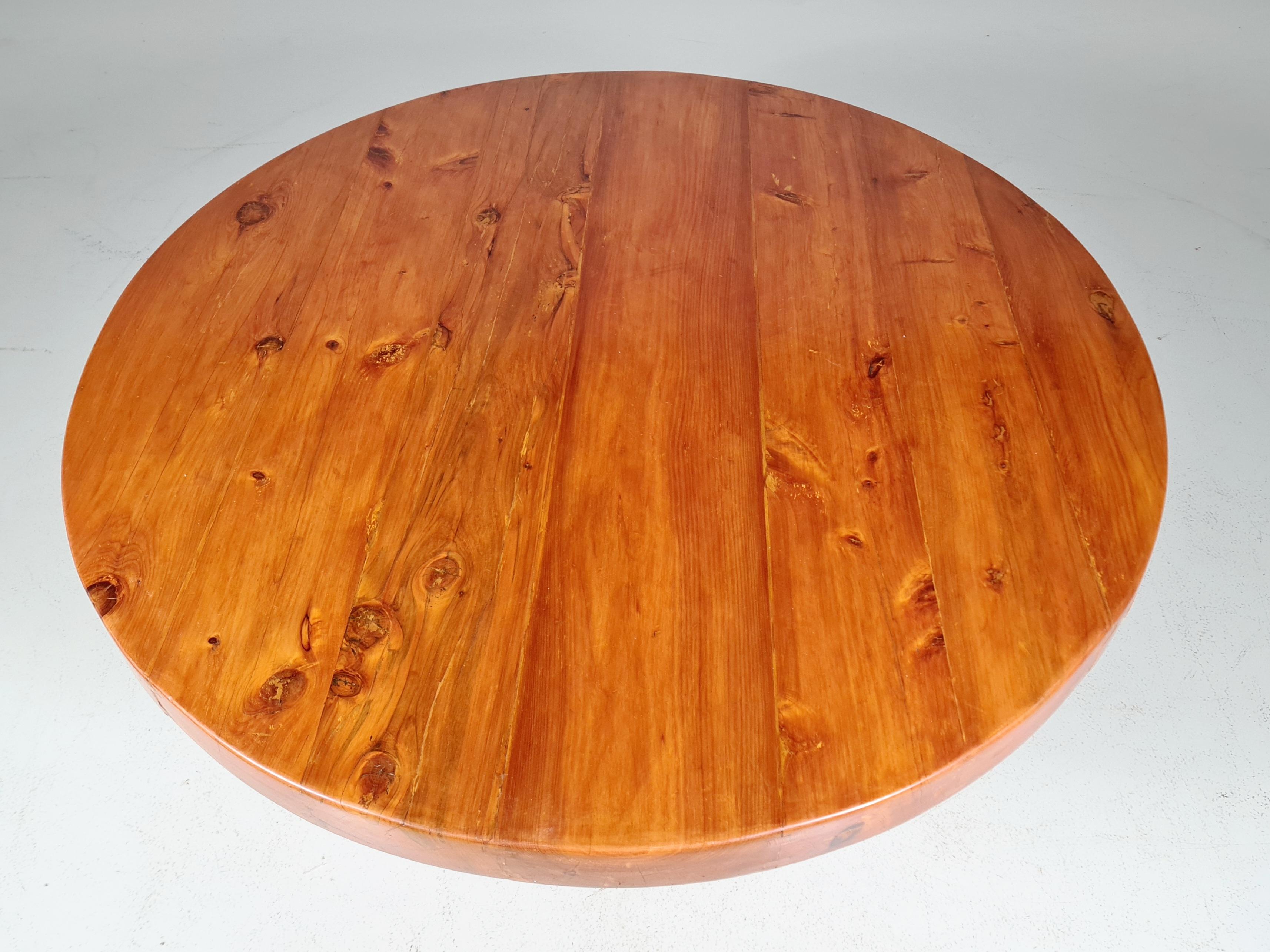 Late 20th Century Solid Pinewood Wabi-Sabi Style Dining Table, Europe, 1970s