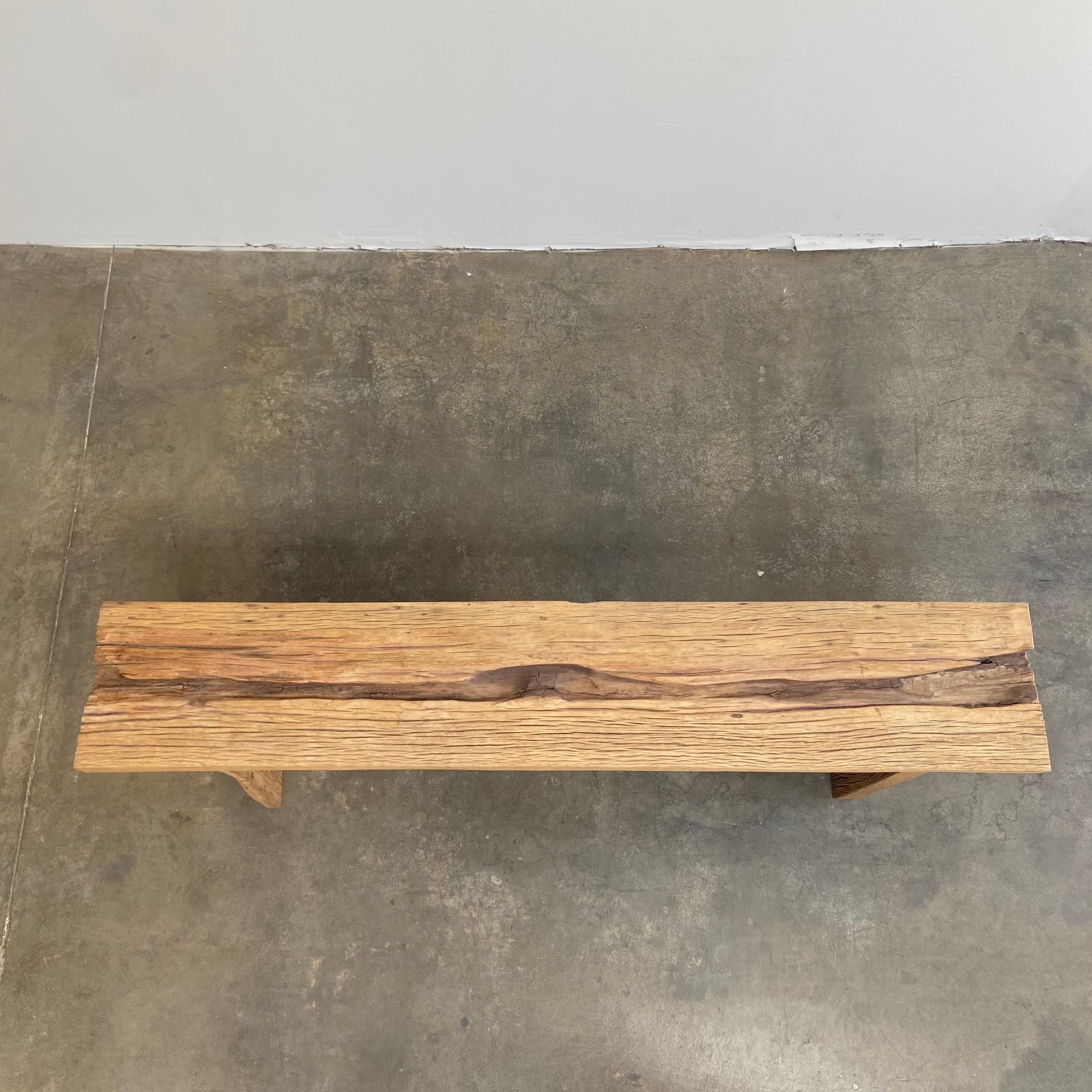 Solid Plank Elm Wood Console Table For Sale 5
