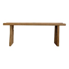 Solid Plank Elm Wood Console Table