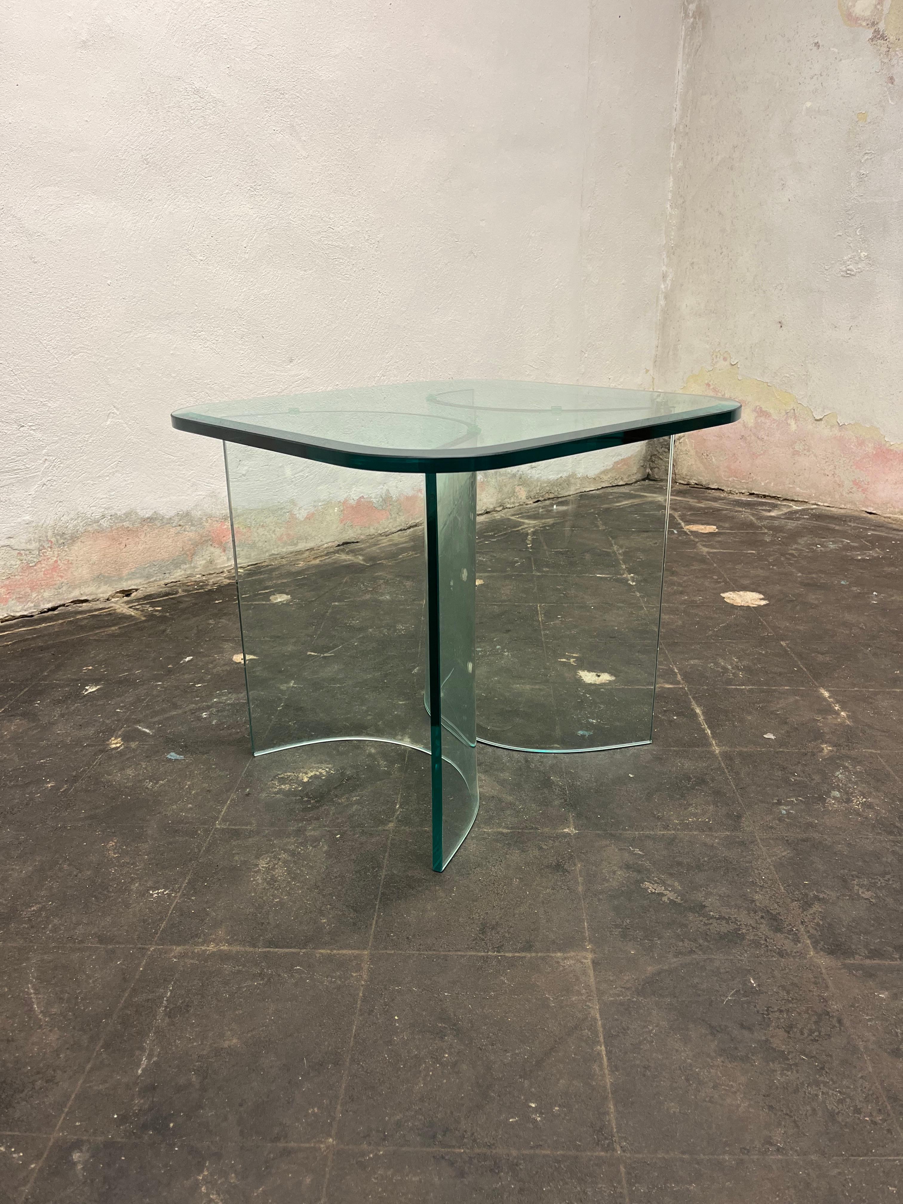 Italian Solid Plate Glass Top Glass Base Table For Sale