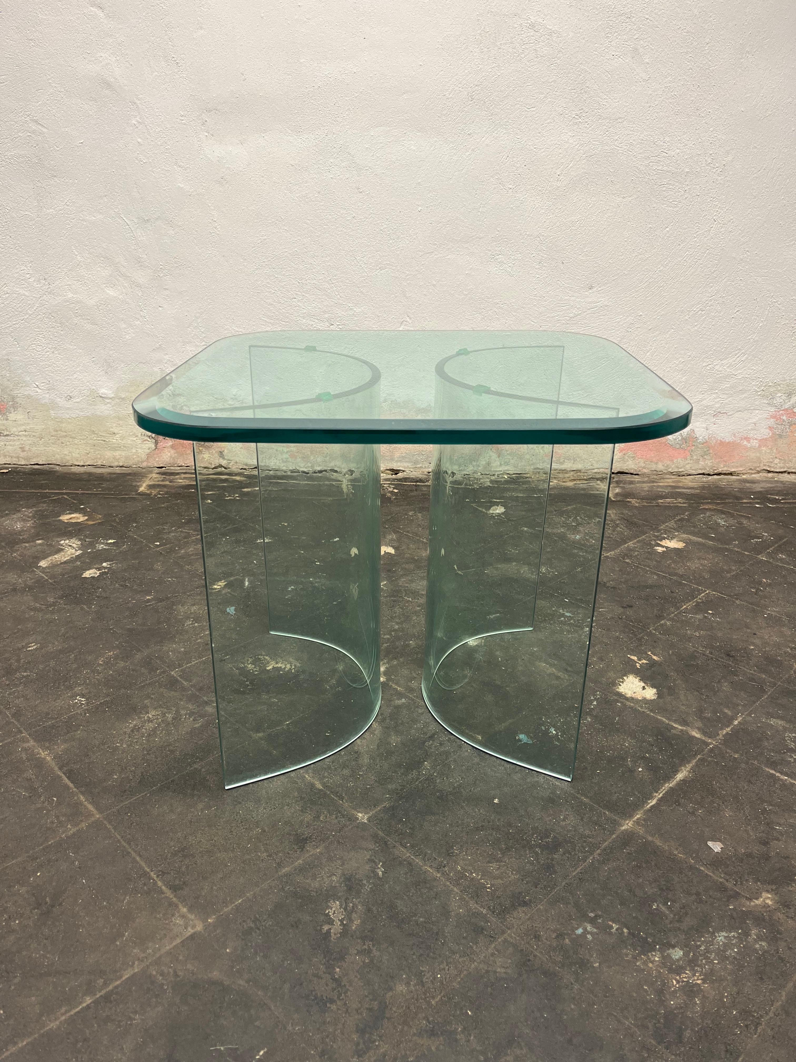 Solid Plate Glass Top Glass Base Table In Good Condition For Sale In W Allenhurst, NJ