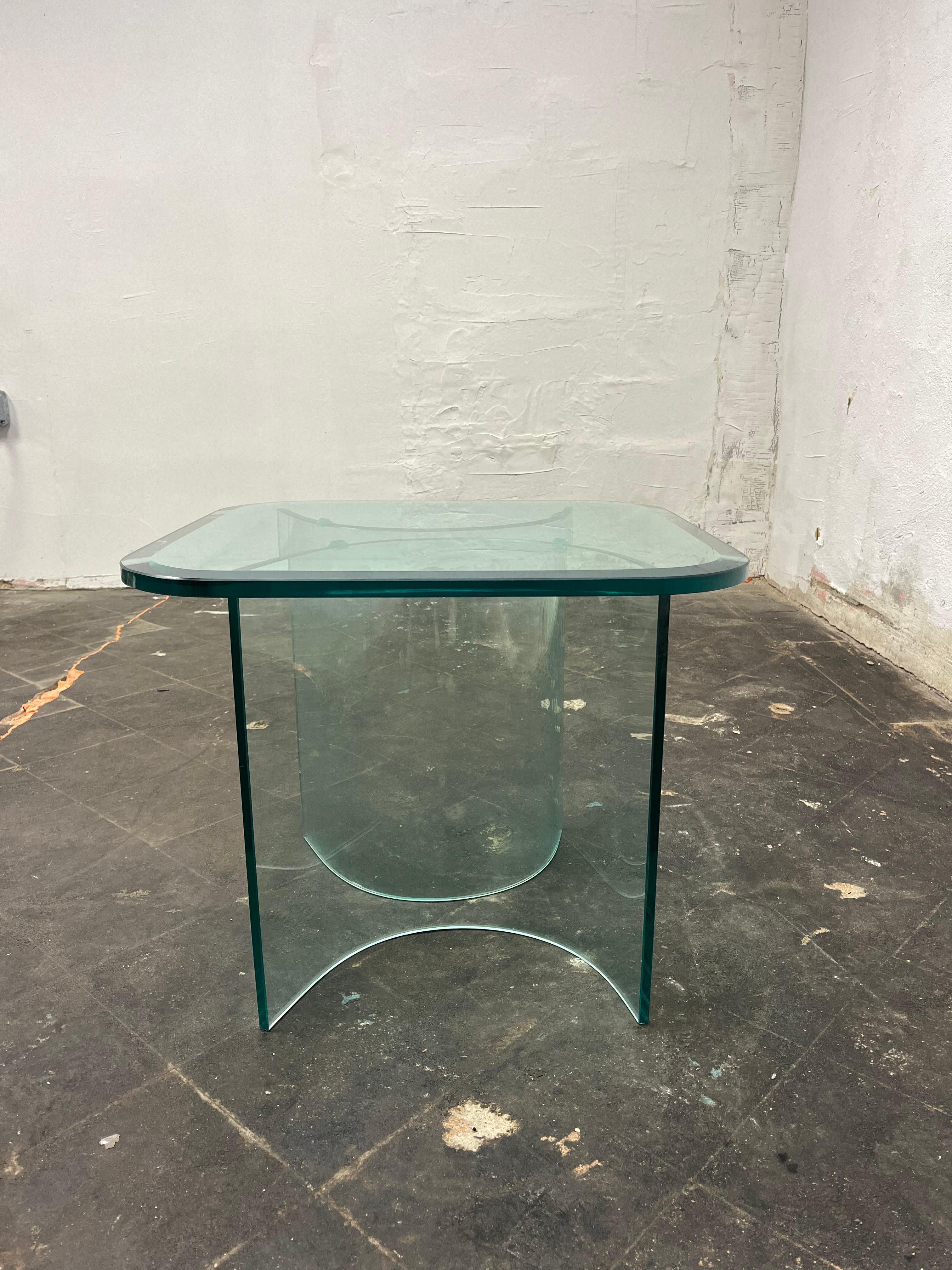 Mid-20th Century Solid Plate Glass Top Glass Base Table For Sale