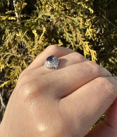 Solid Platinum 1.41ctw Oval Sapphire w/ Diamond Ballerina Style Ring