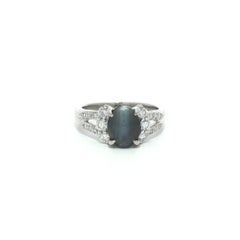 Solid Platinum 1.46ctw Gray Cat's Eye Diamond Sides Split Shank Ring