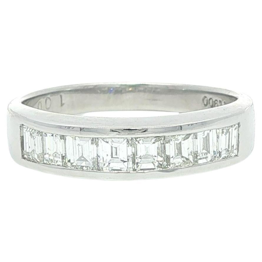 Bague en platine massif 1ctw Baguette Cut Channel Set Diamond Band Ring