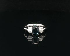 Solid Platinum 2ctw Oval Sapphire w/ Diamond Flared Sides Bow Style Ring