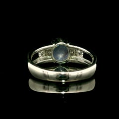 Solid Platinum 3.19ctw Fine Sharp Star Sapphire w/ Diamond Open Sides Ring