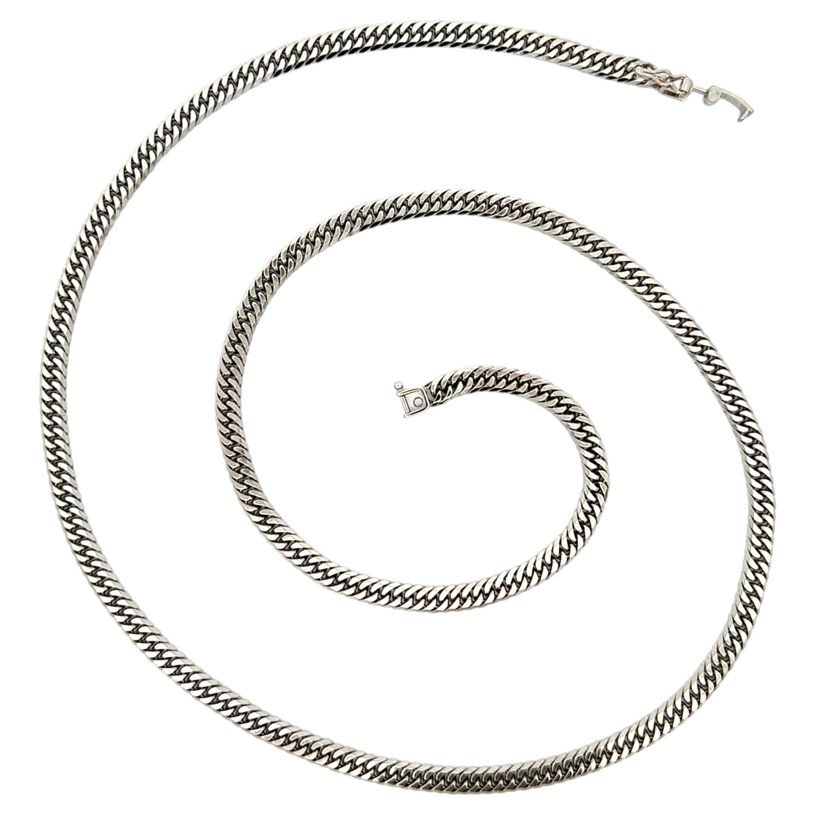 Collar de cadena de eslabones cubanos con ribete de platino macizo de 4,2 mm de ancho y 22" de largo