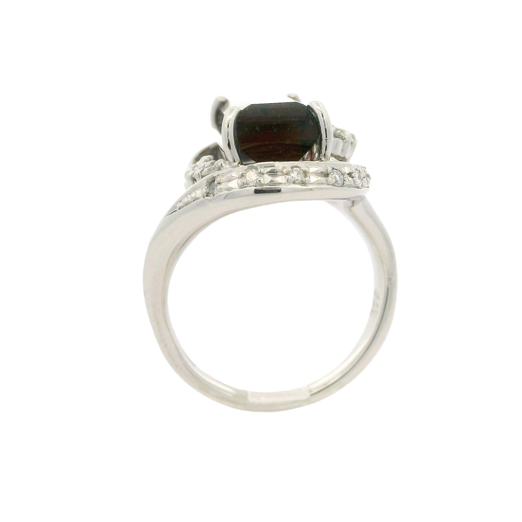 Solid Platin 5,7 Karat Smaragdschliff Wassermelon-Turmalin mit Diamant Chunky-Ring im Angebot 1