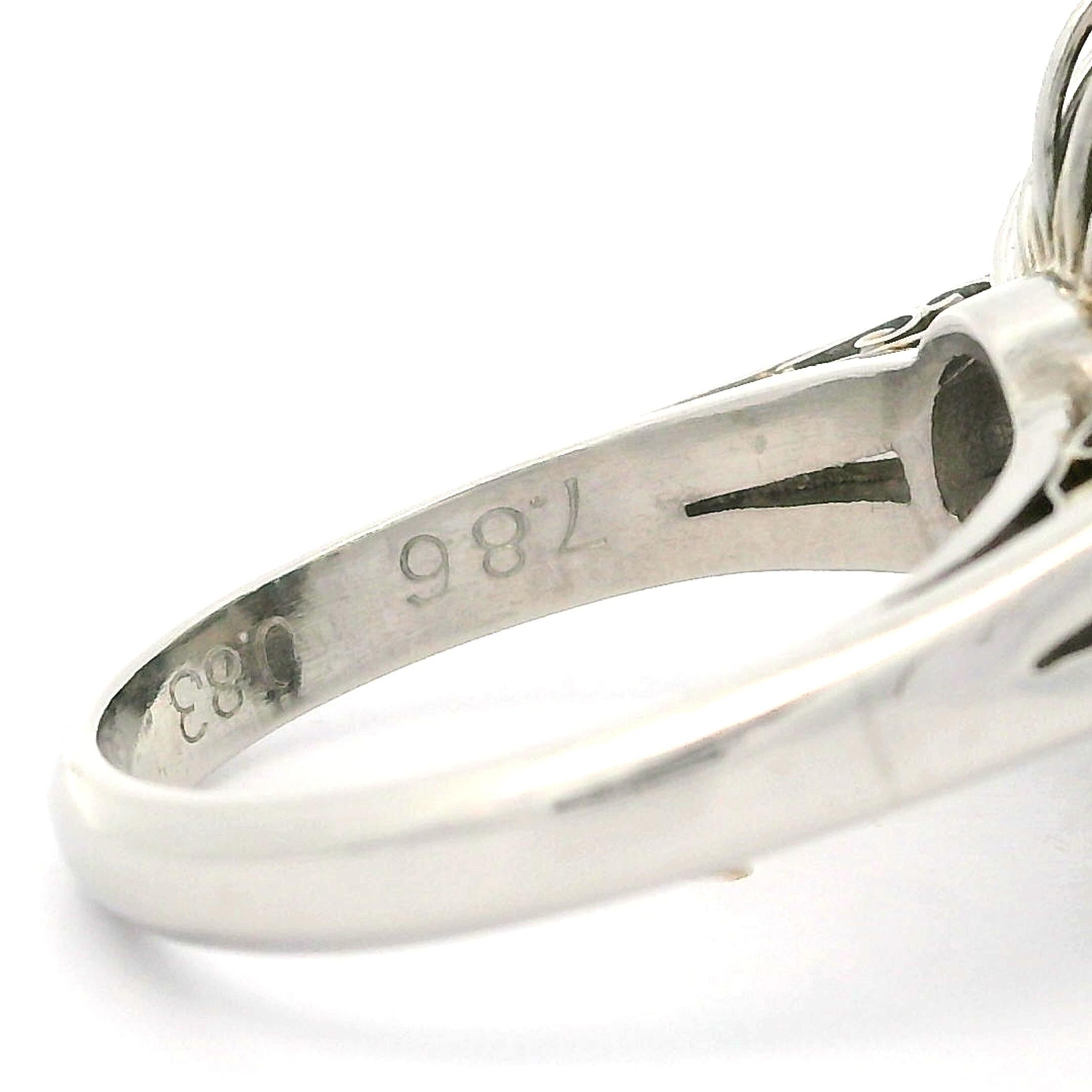 Solid Platinum 8.69ctw Cabochon Cat's Eye & Diamond Ballerina Cocktail Ring For Sale 1