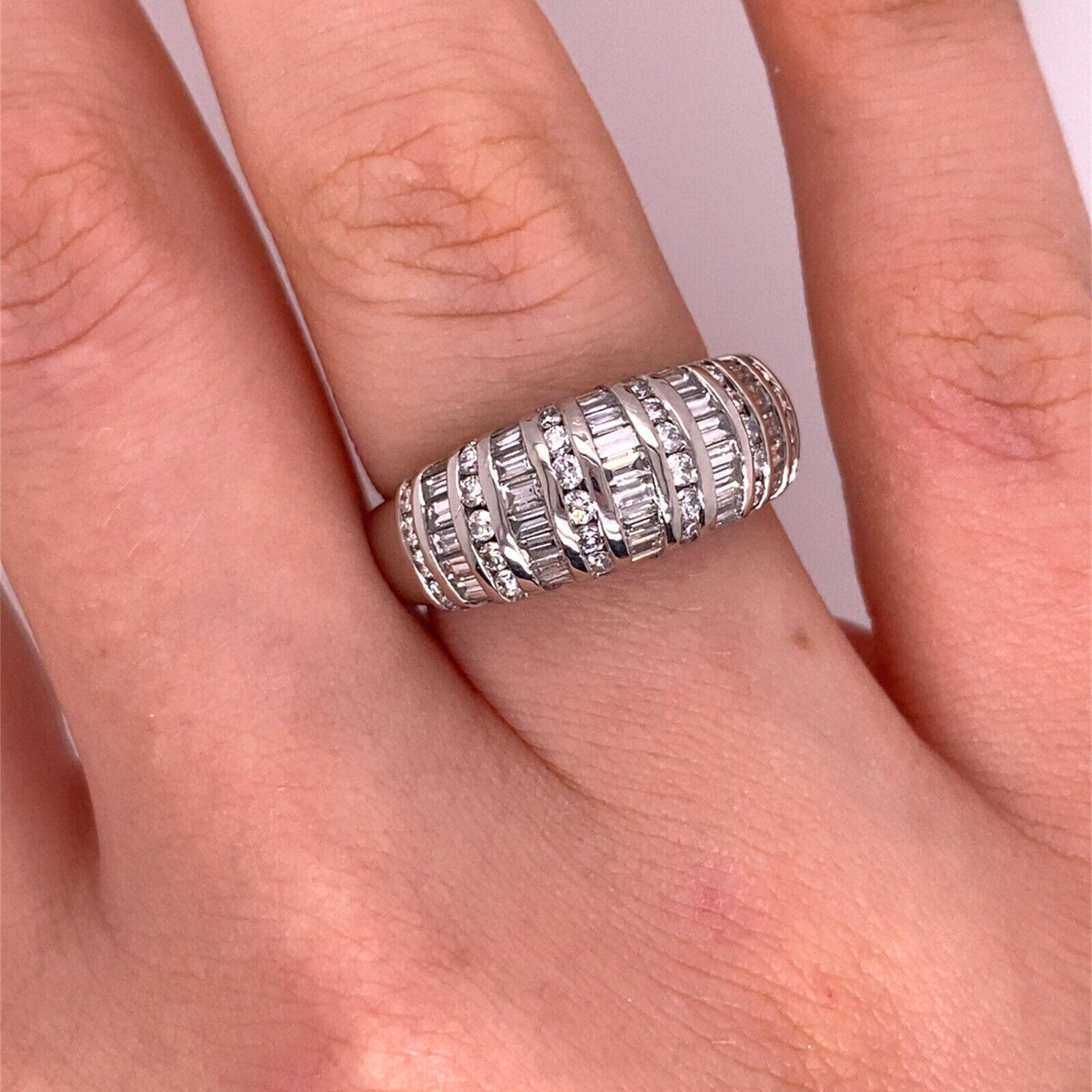 Baguette Cut Solid Platinum Diamond Turban Ring Set with 2.56ct F/G VS Purity of Diamonds For Sale