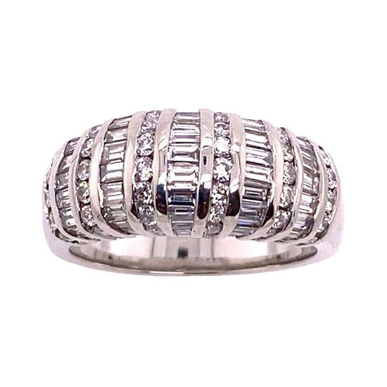 Bague turban en platine massif sertie de 2,56 carats F/G VS pureté des diamants