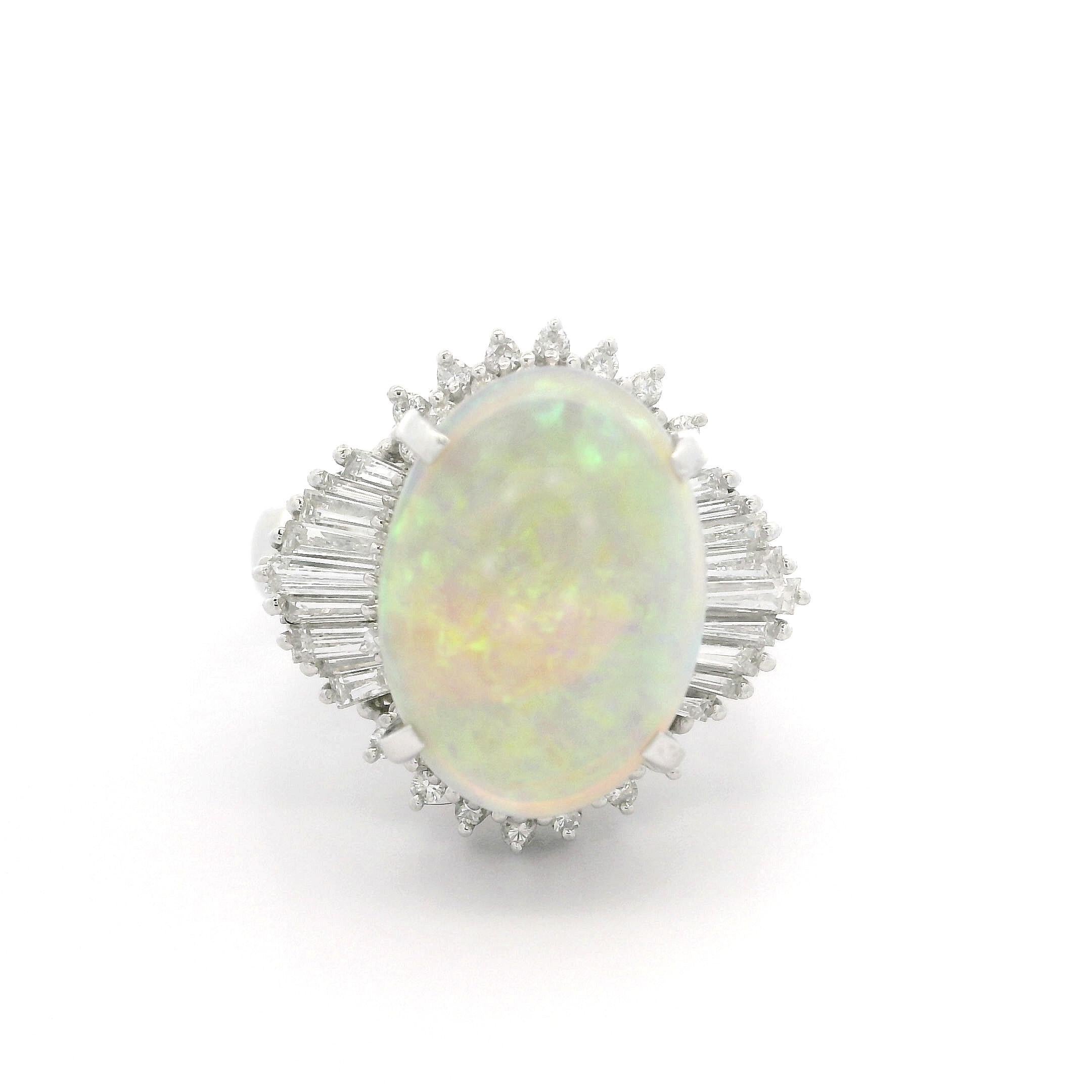 Solide Platin hohe Qualität 4,82ctw Opal & Diamant Ballerina Cocktail Ring im Angebot 5