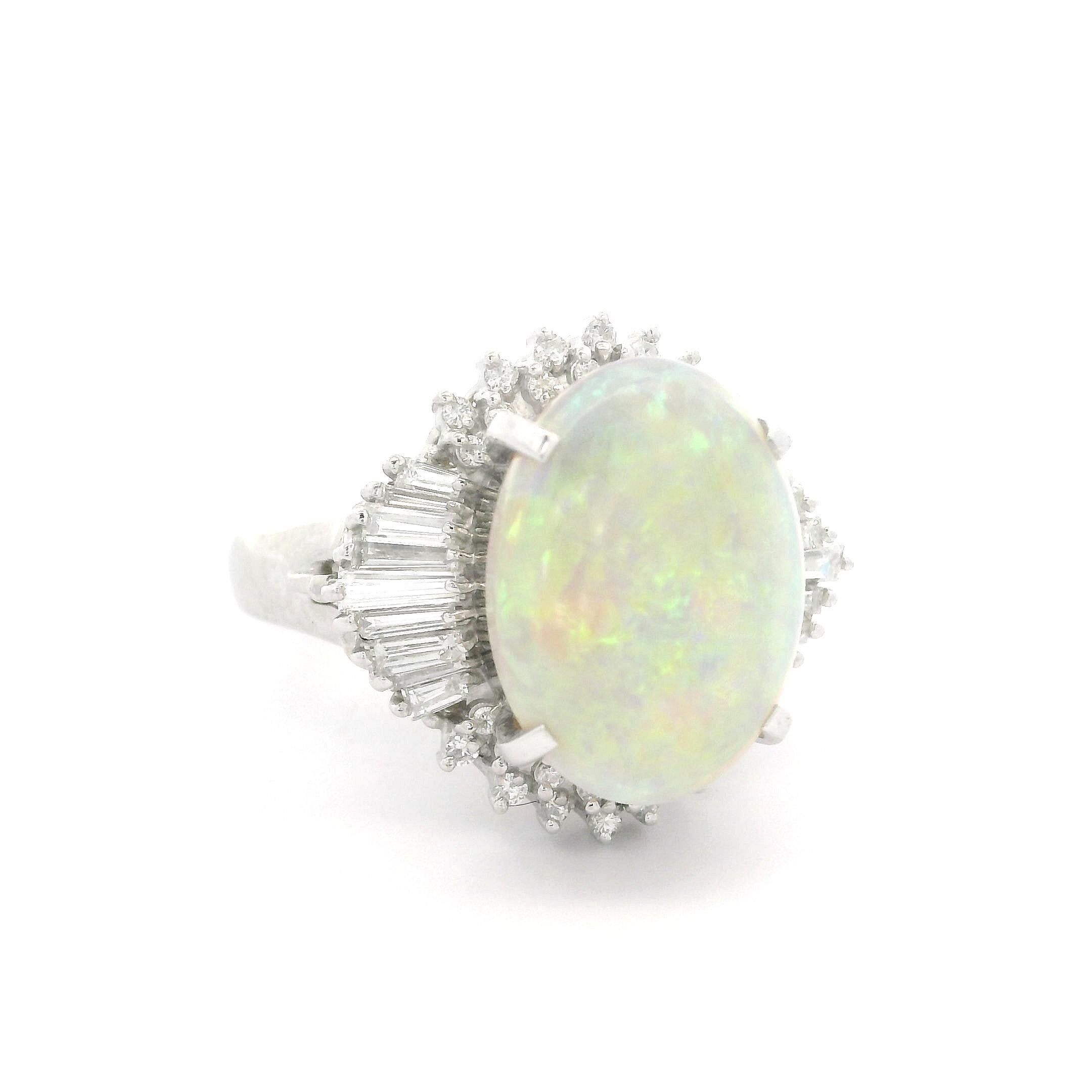 Solide Platin hohe Qualität 4,82ctw Opal & Diamant Ballerina Cocktail Ring im Angebot 6