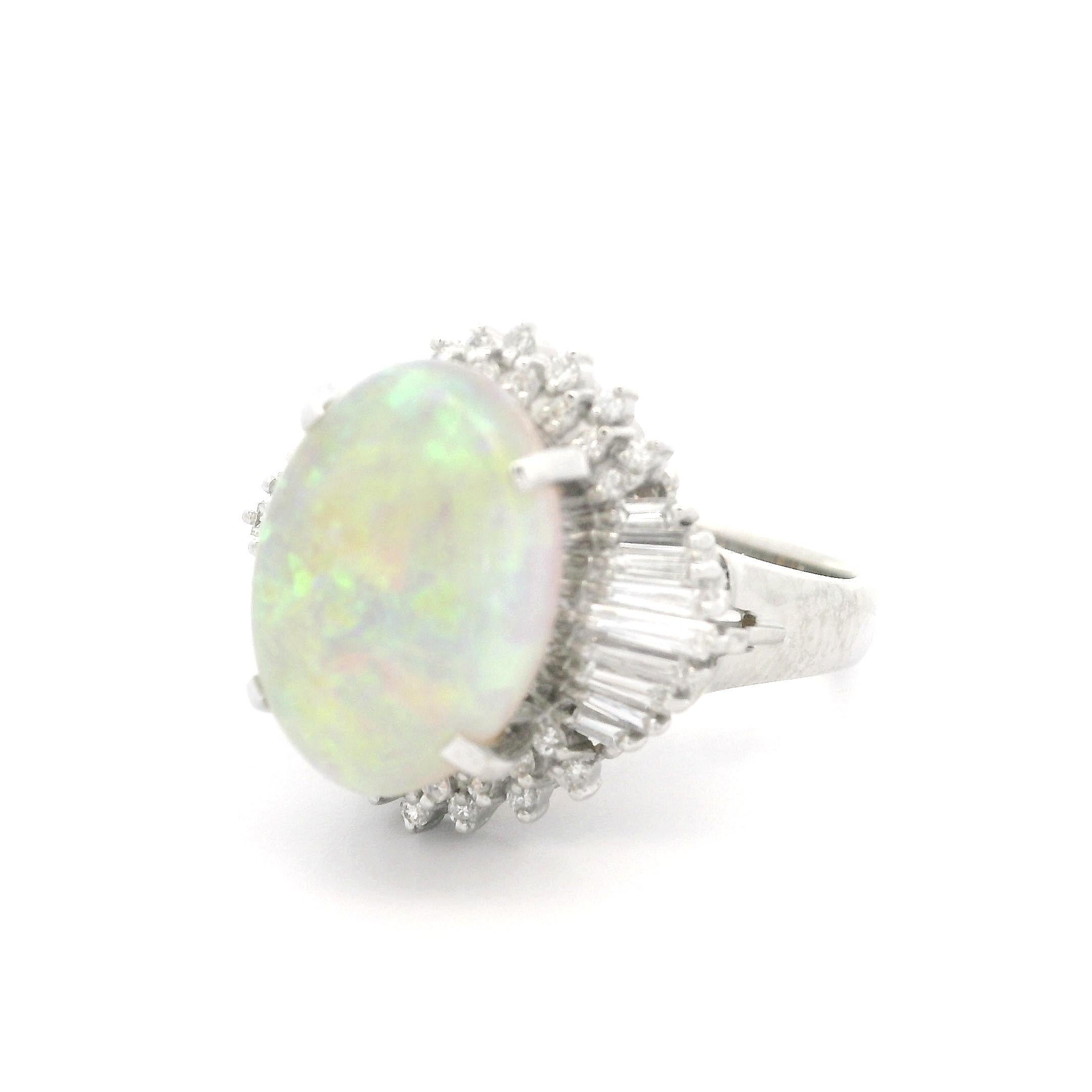 Solide Platin hohe Qualität 4,82ctw Opal & Diamant Ballerina Cocktail Ring im Angebot 7