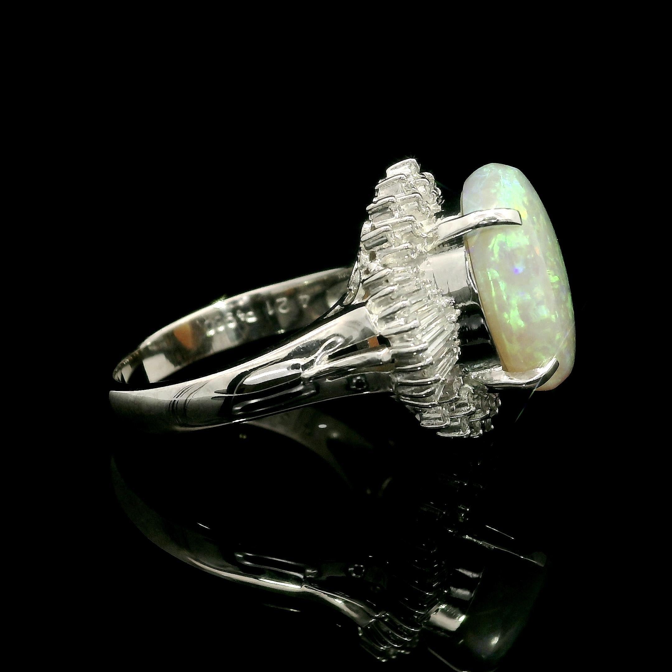 Solide Platin hohe Qualität 4,82ctw Opal & Diamant Ballerina Cocktail Ring im Angebot 9