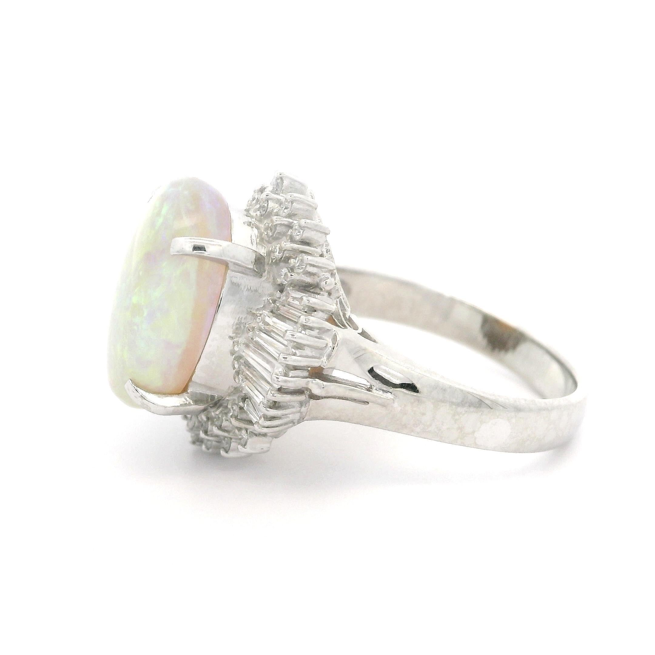 Solide Platin hohe Qualität 4,82ctw Opal & Diamant Ballerina Cocktail Ring (Cabochon) im Angebot
