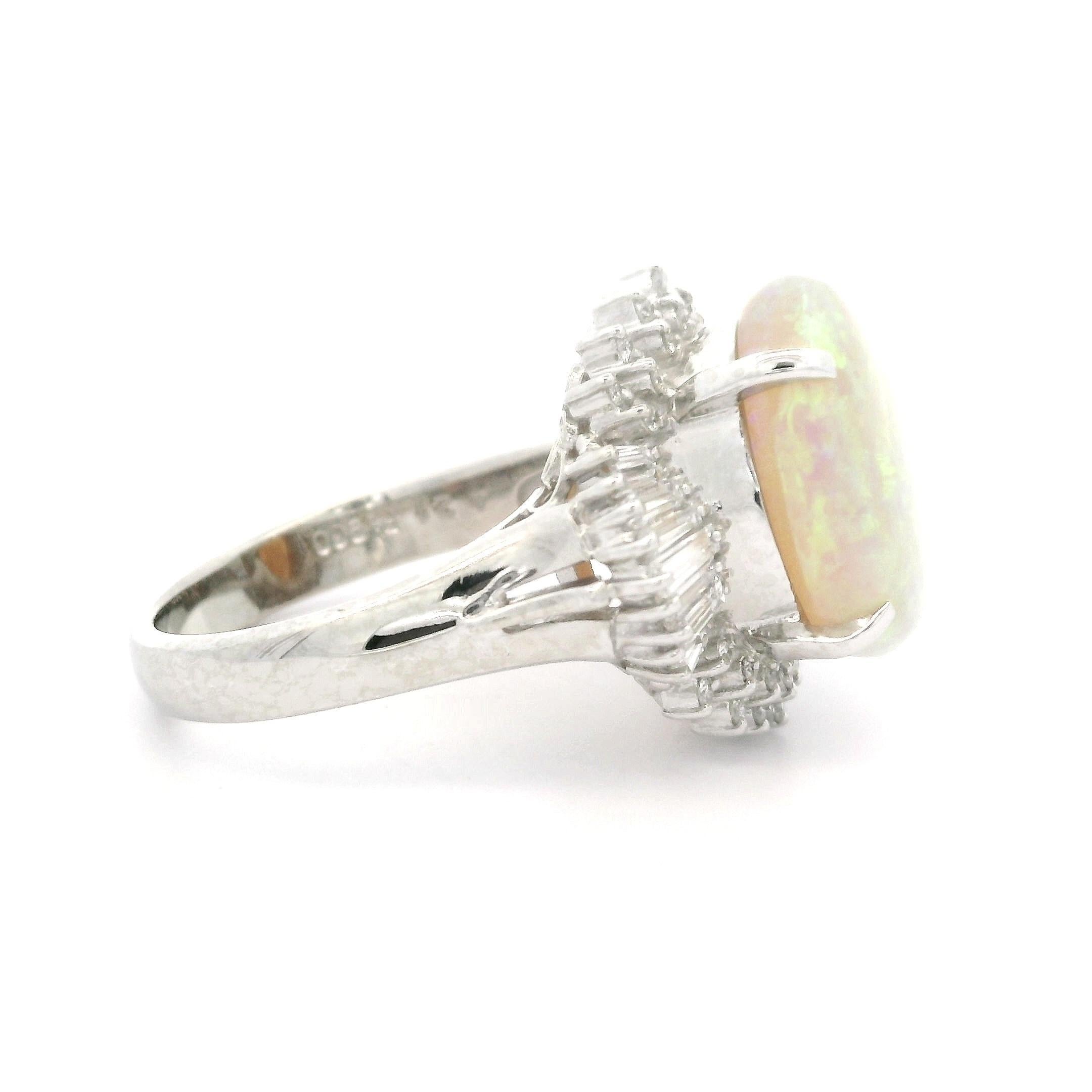 Solide Platin hohe Qualität 4,82ctw Opal & Diamant Ballerina Cocktail Ring Damen im Angebot