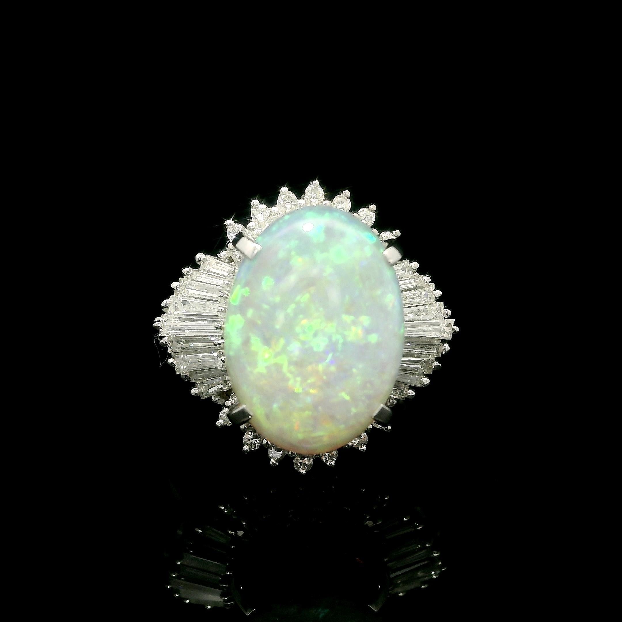 Solide Platin hohe Qualität 4,82ctw Opal & Diamant Ballerina Cocktail Ring im Angebot 2