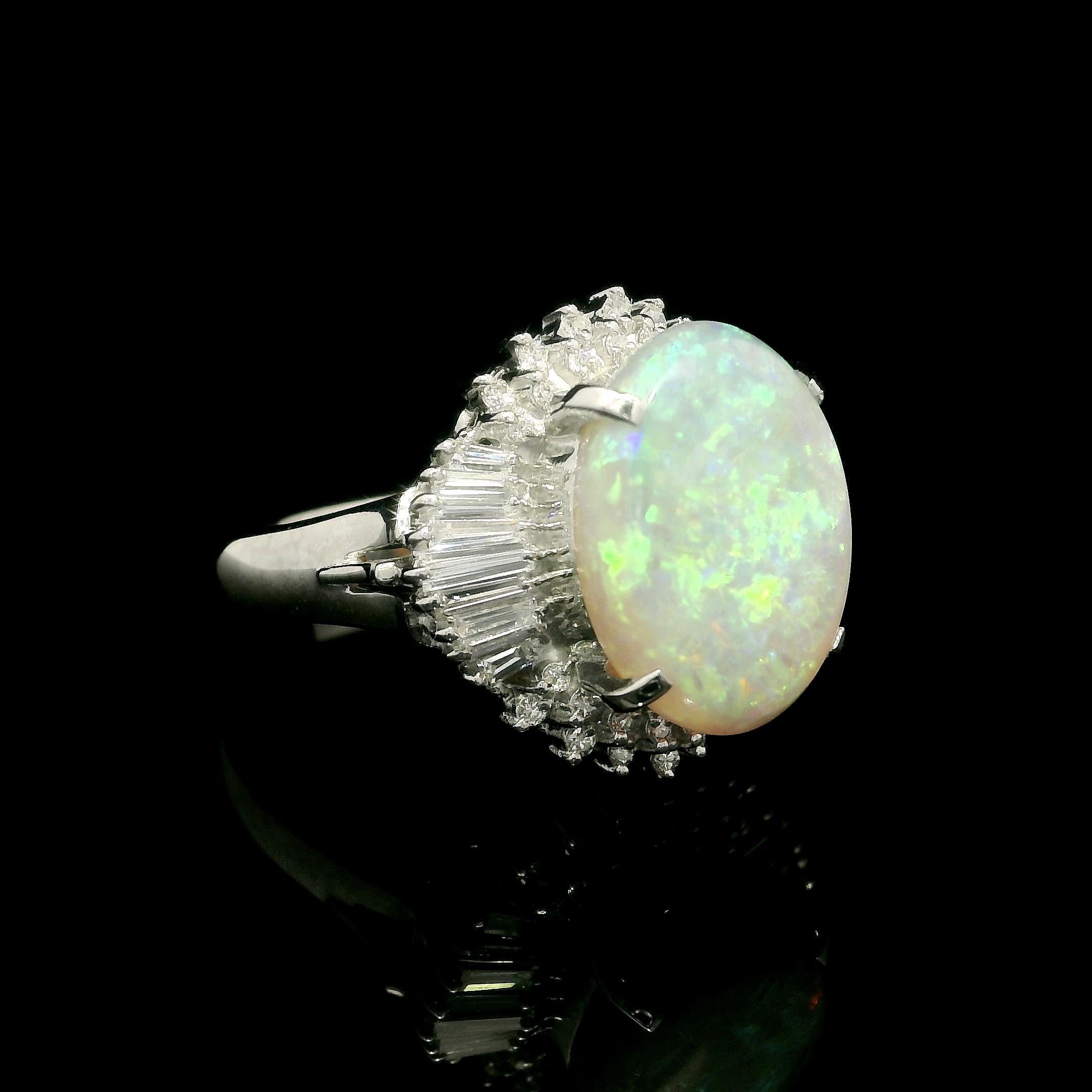 Solide Platin hohe Qualität 4,82ctw Opal & Diamant Ballerina Cocktail Ring im Angebot 3