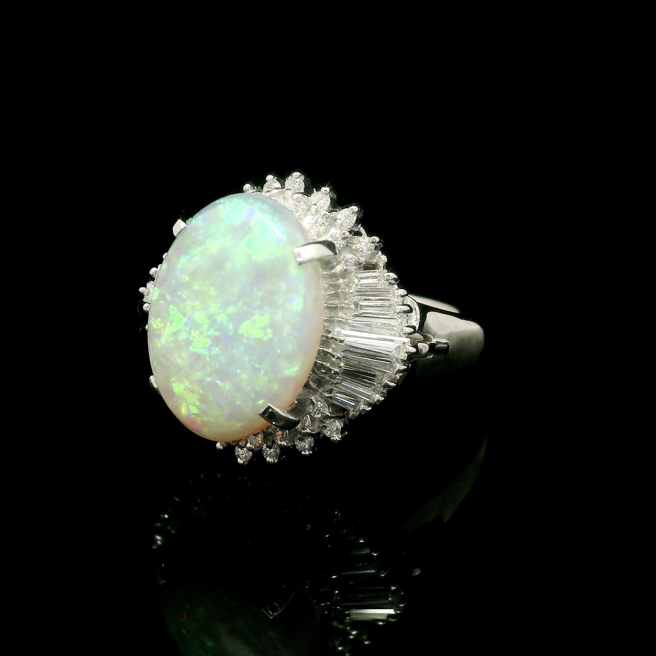 Solide Platin hohe Qualität 4,82ctw Opal & Diamant Ballerina Cocktail Ring im Angebot 4