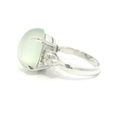 Solid Platinum Large 10.31ctw Cabochon Moonstone w/ Diamond Sides Ring