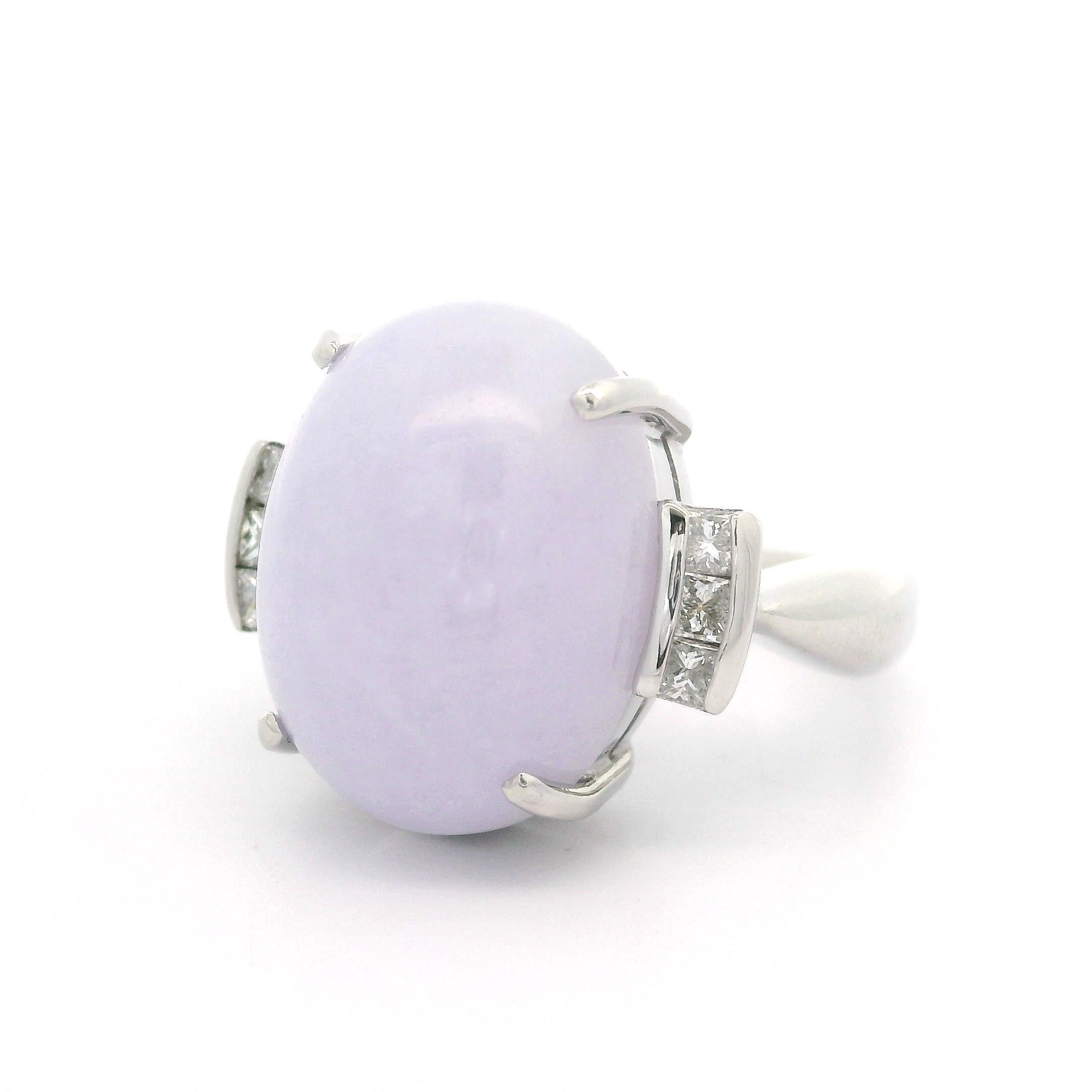 Statement-Ring aus massivem Platin, groß 13,17 ctw, ovaler lavendelfarbener Jade & Diamant im Angebot 5