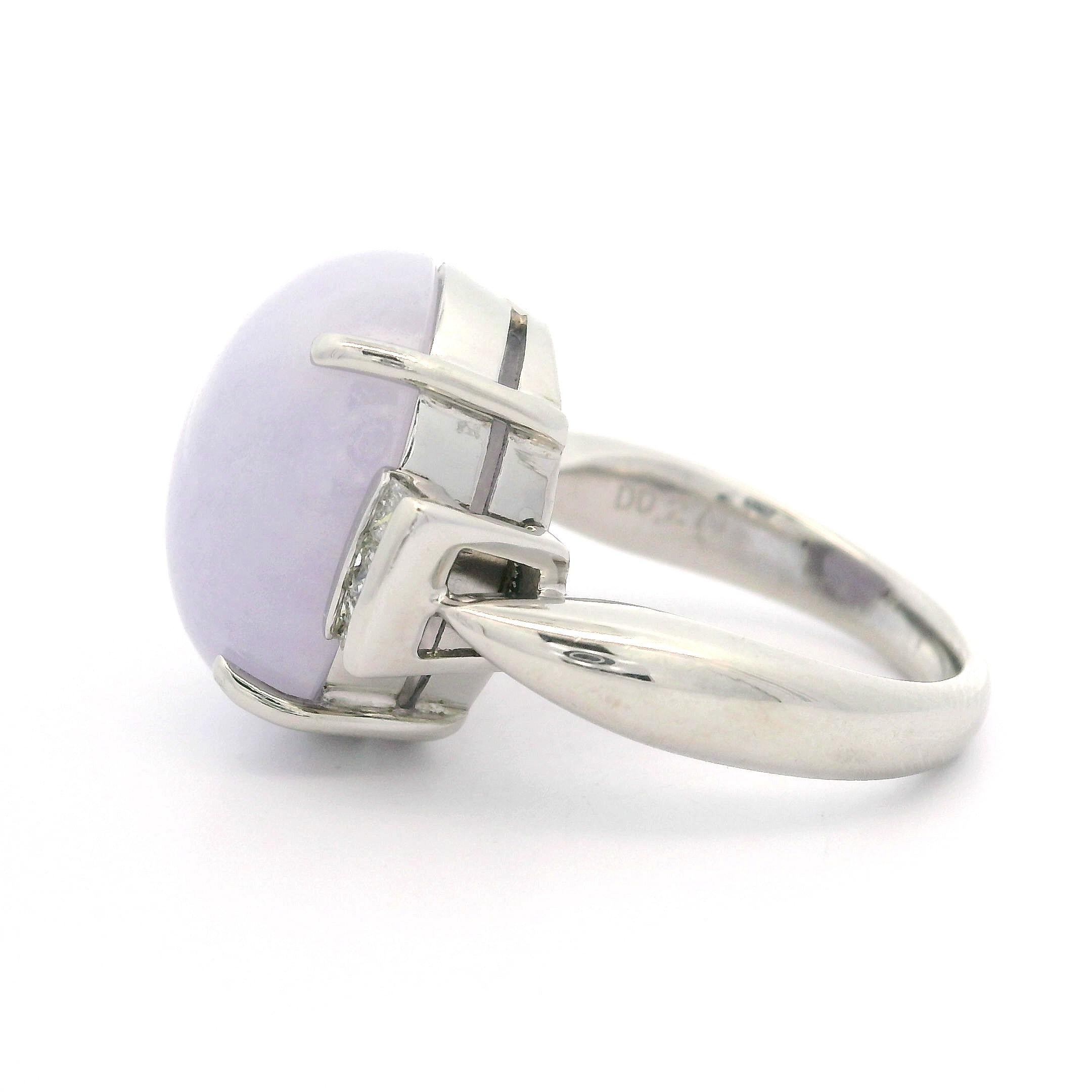 Statement-Ring aus massivem Platin, groß 13,17 ctw, ovaler lavendelfarbener Jade & Diamant im Angebot 6