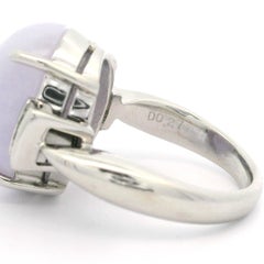 Solid Platinum GIA 13.17ctw Burma Oval Lavender Jade & Diamond Statement Ring