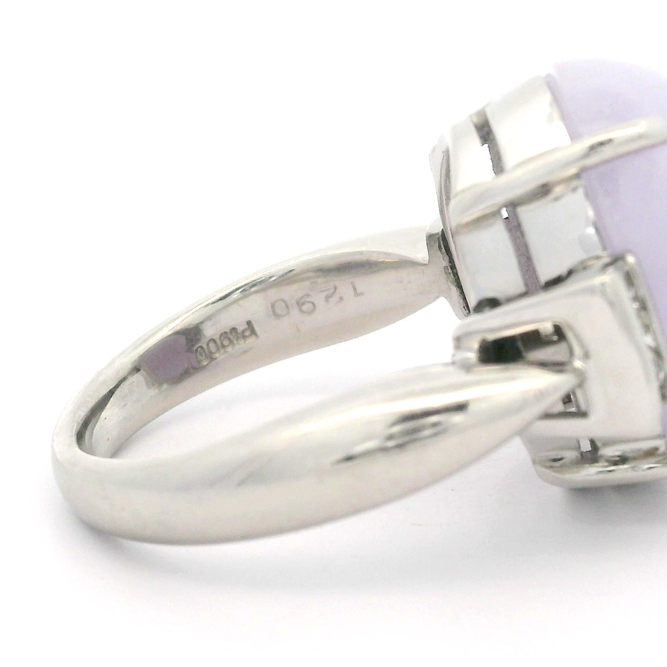 Statement-Ring aus massivem Platin, groß 13,17 ctw, ovaler lavendelfarbener Jade & Diamant (Cabochon) im Angebot